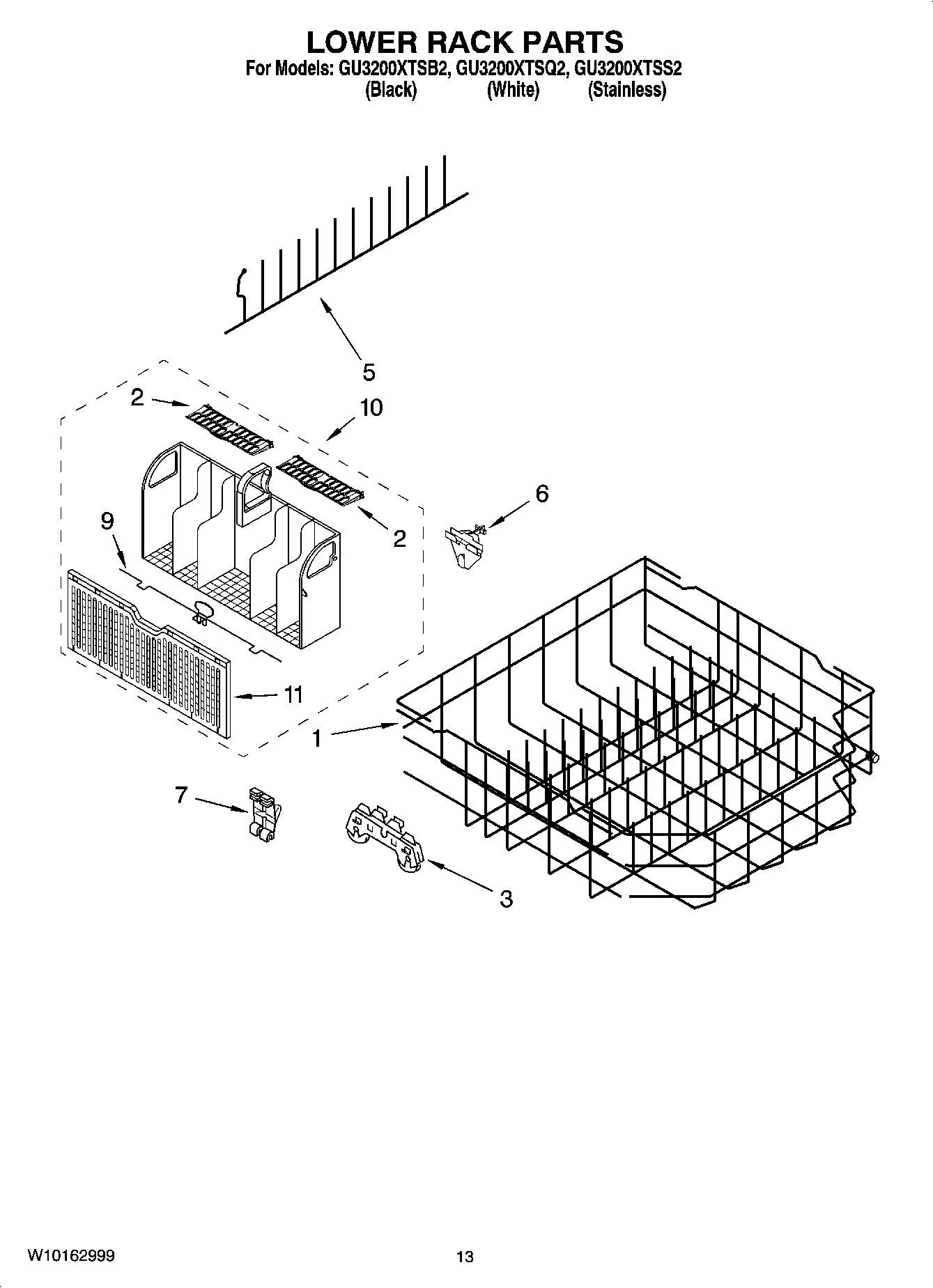 11 - LOWER RACK PARTS, OPTIONAL PARTS (NOT INCLUDED)