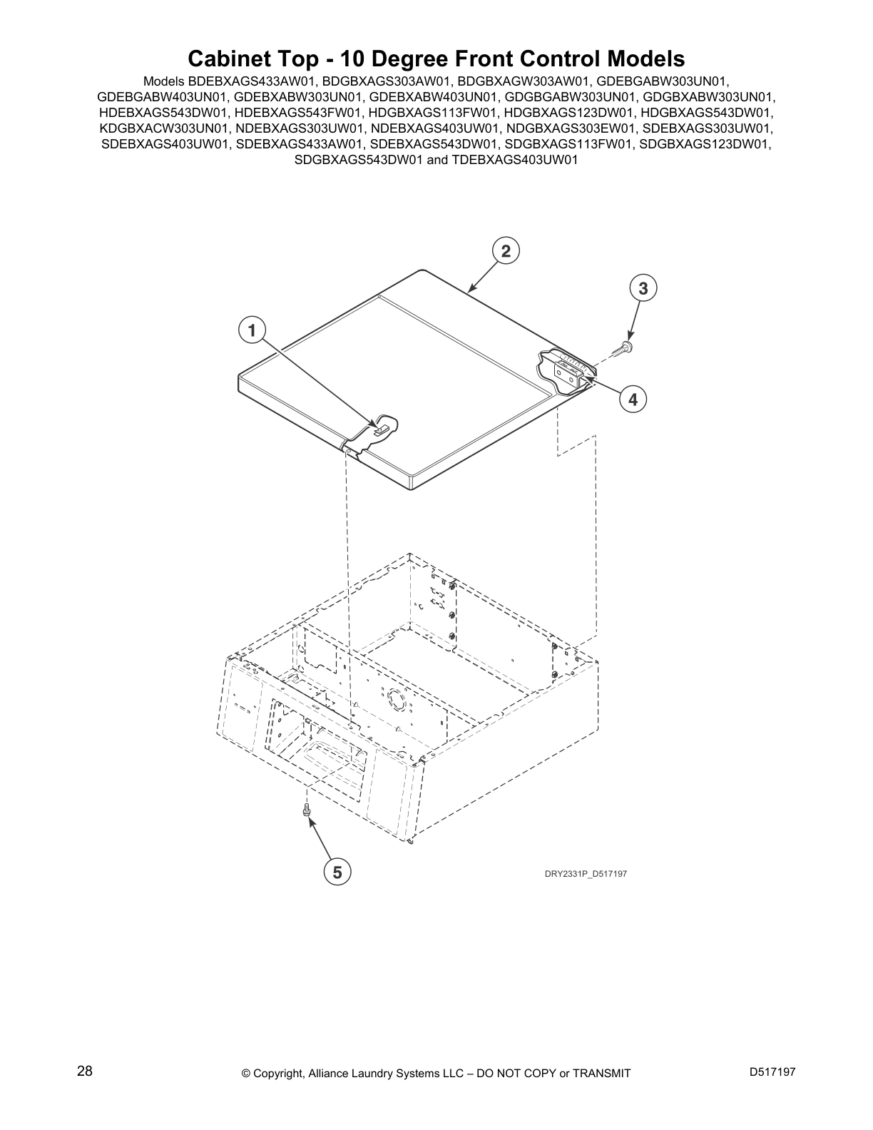 Cabinet Top - 10 Degree Front Control Models