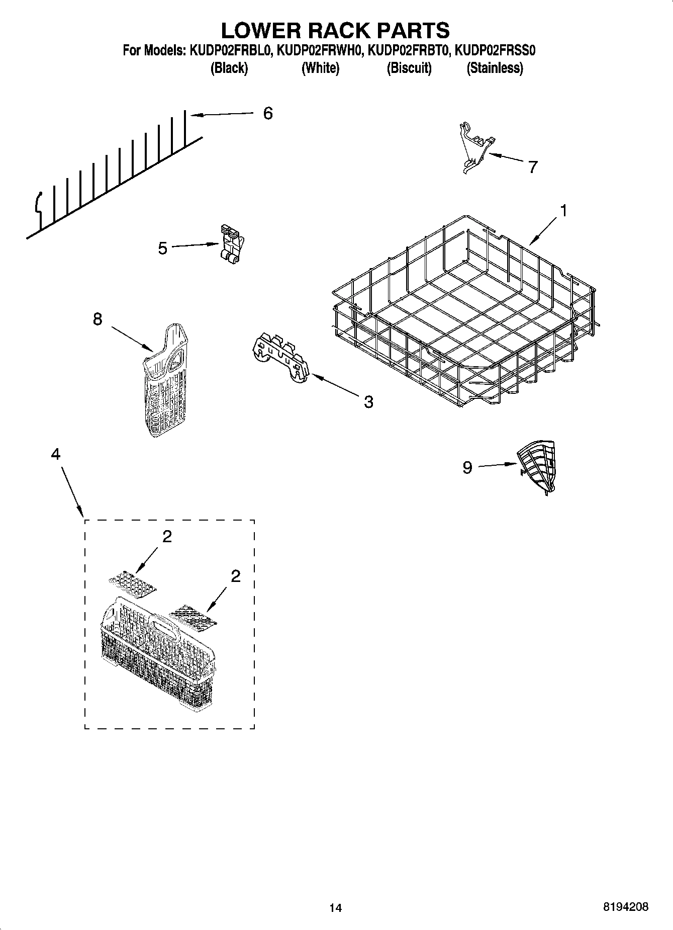 11 - LOWER RACK PARTS, OPTIONAL PARTS (NOT INCLUDED)