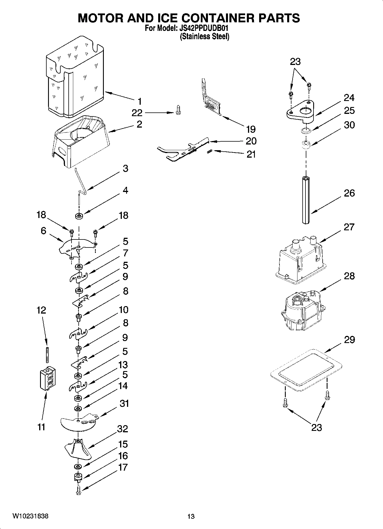 09 - MOTOR AND ICE CONTAINER PARTS
