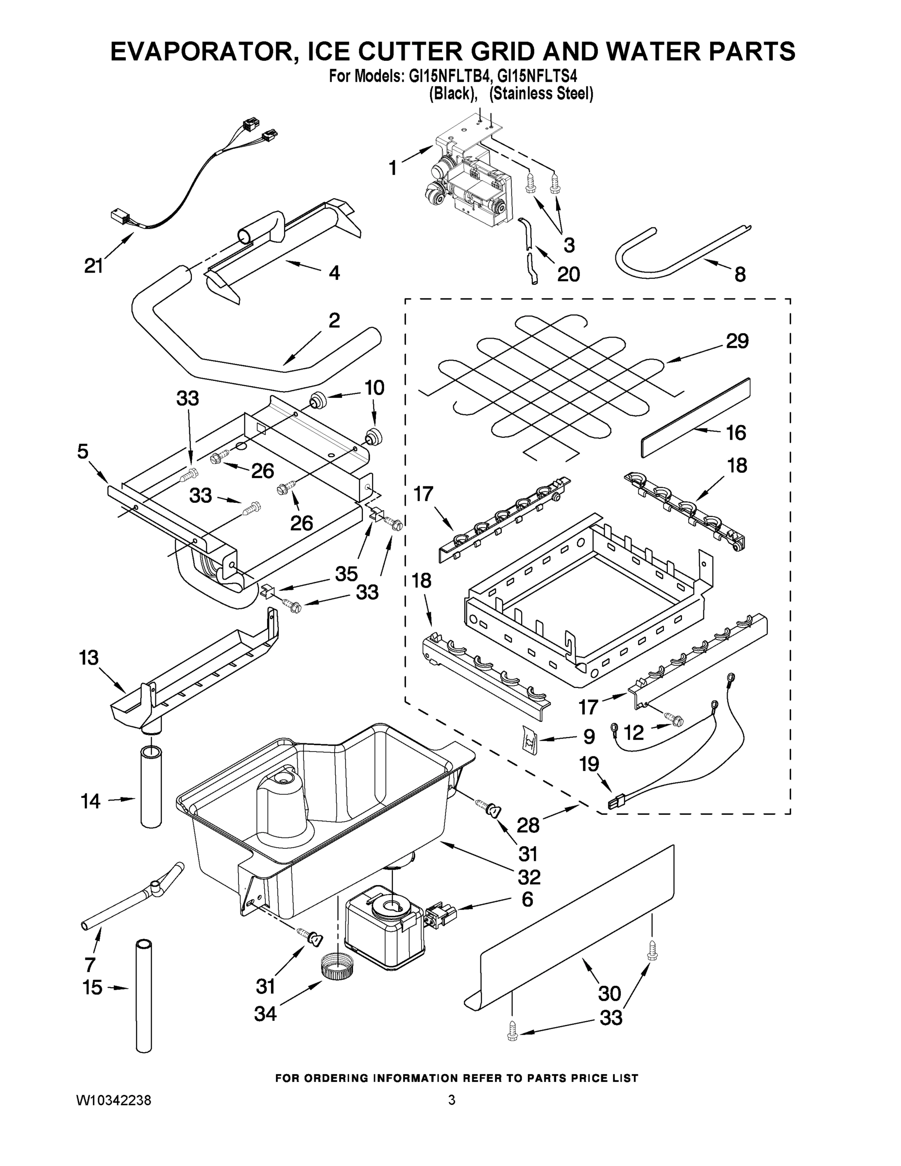 02 - EVAPORATOR, ICE CUTTER GRID AND WATER PARTS