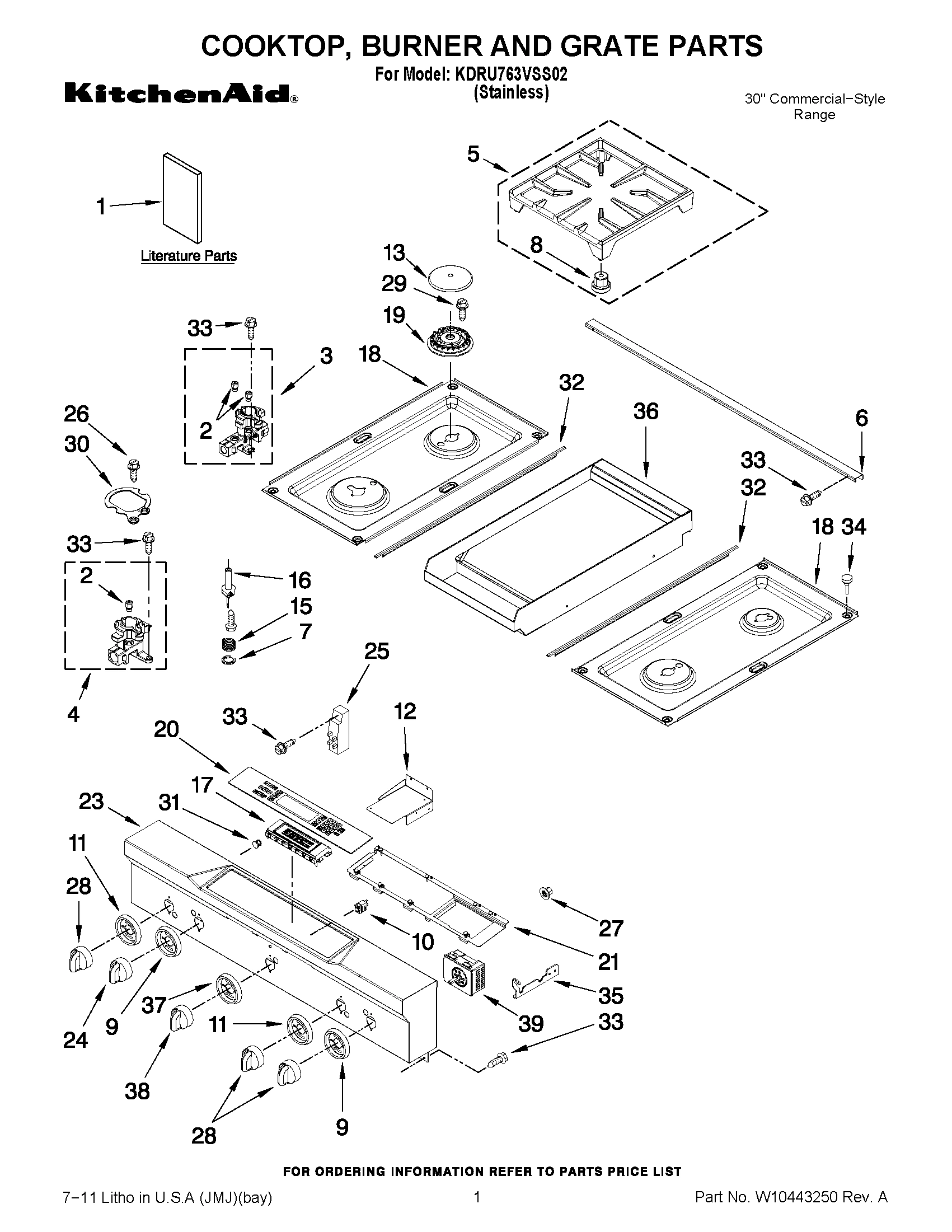 01 - COOKTOP, BURNER AND GRATE PARTS