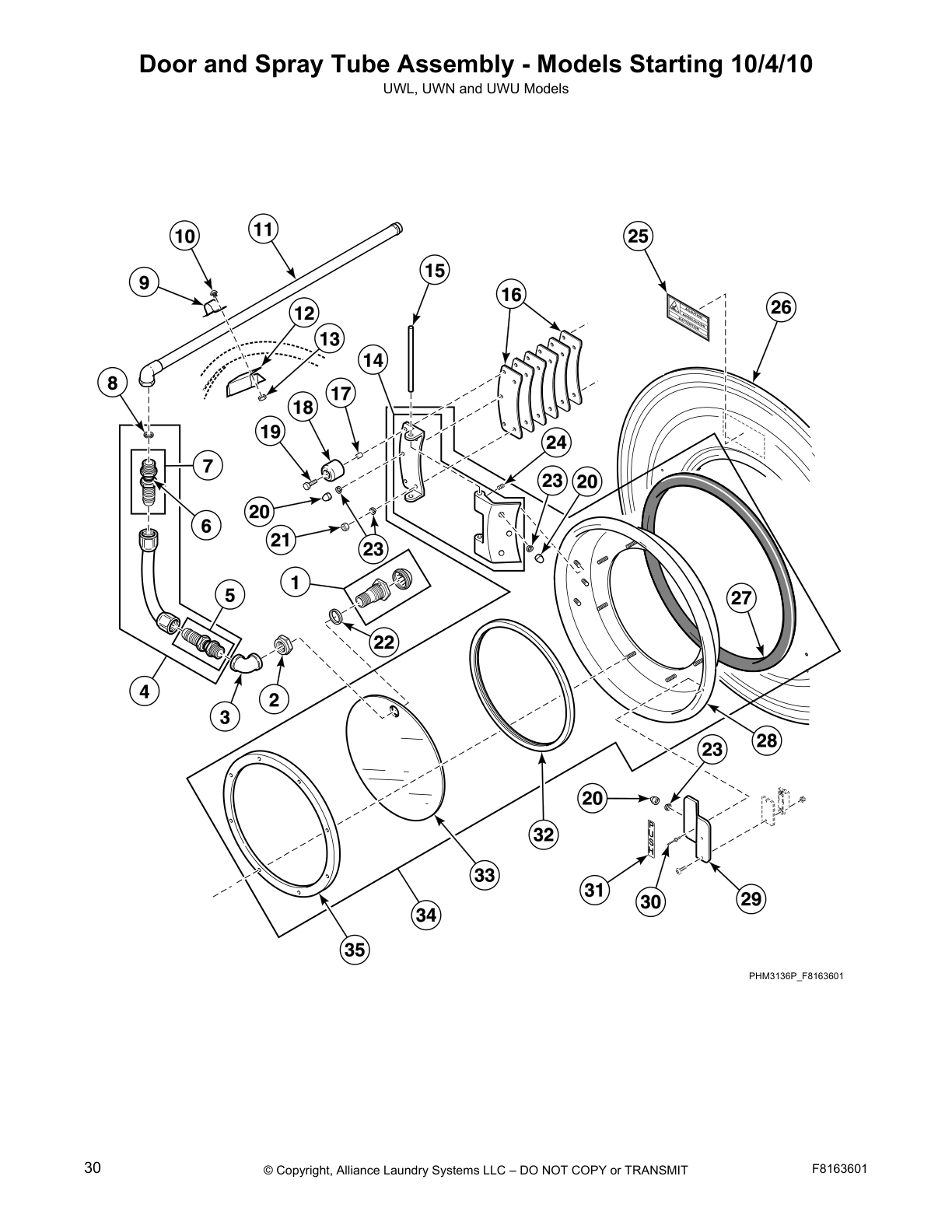 Door and Spray Tube Assembly - Models Starting 10/4/10