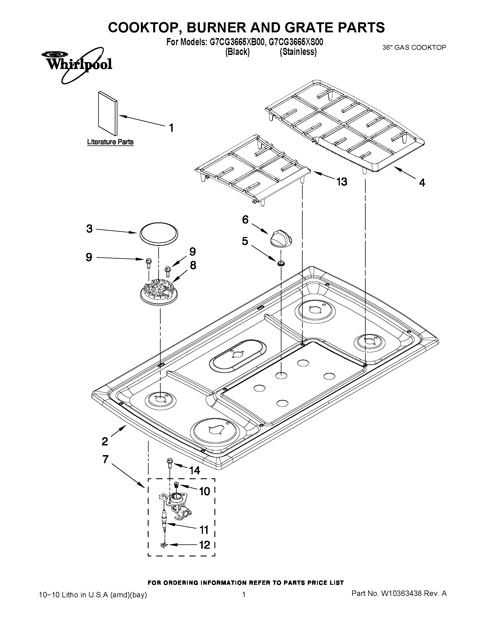 01 - COOKTOP, BURNER AND GRATE PARTS