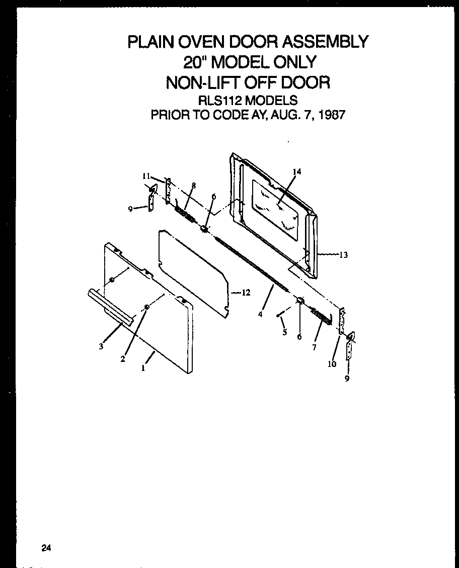 06 - OVEN DOOR ASSY, NON-LIFT OFF DOOR