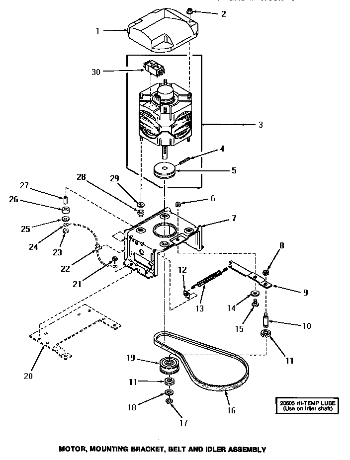 14 - MOTOR, MTG BRACKET, BELT & IDLER ASSY