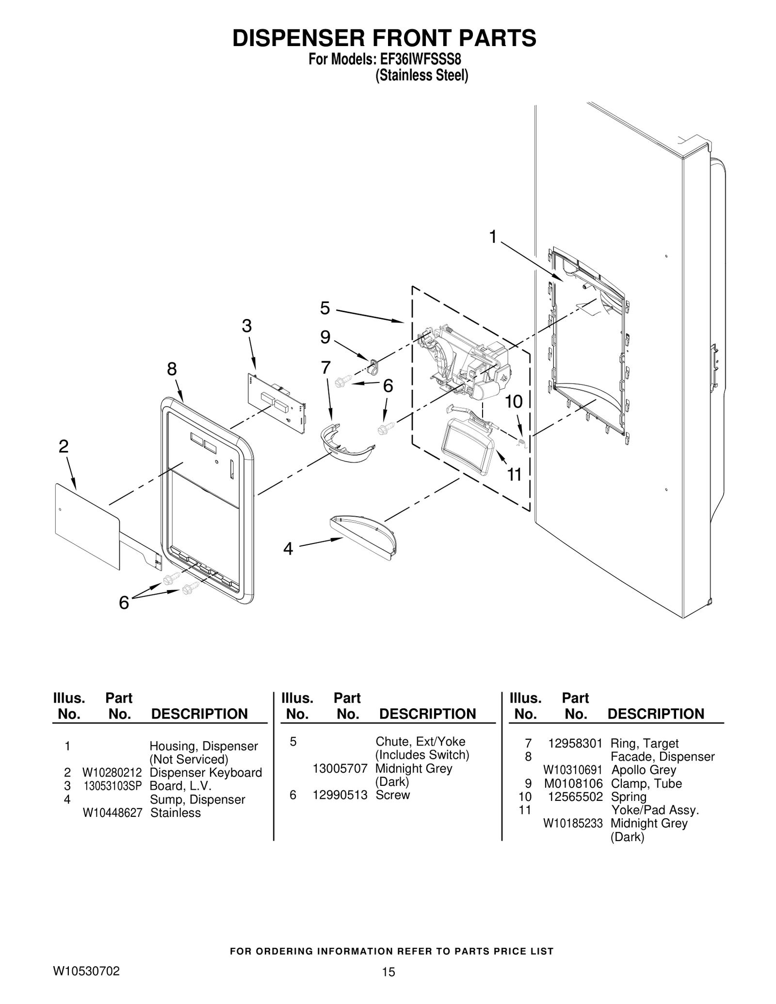DISPENSER FRONT PARTS