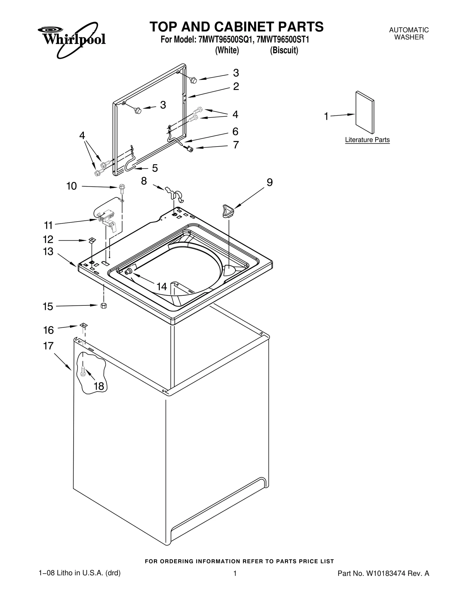 TOP AND CABINET PARTS