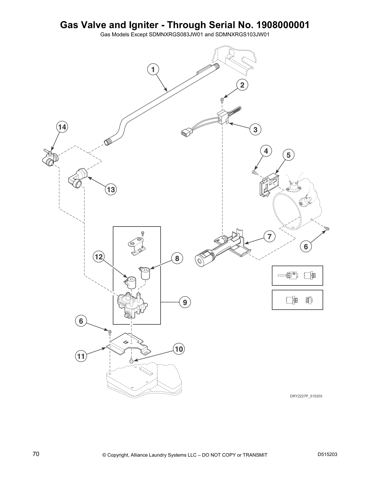 Gas Valve and Igniter - Through Serial No. 1908000001