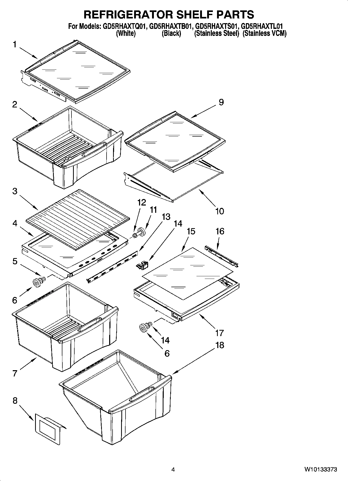 03 - REFRIGERATOR SHELF PARTS
