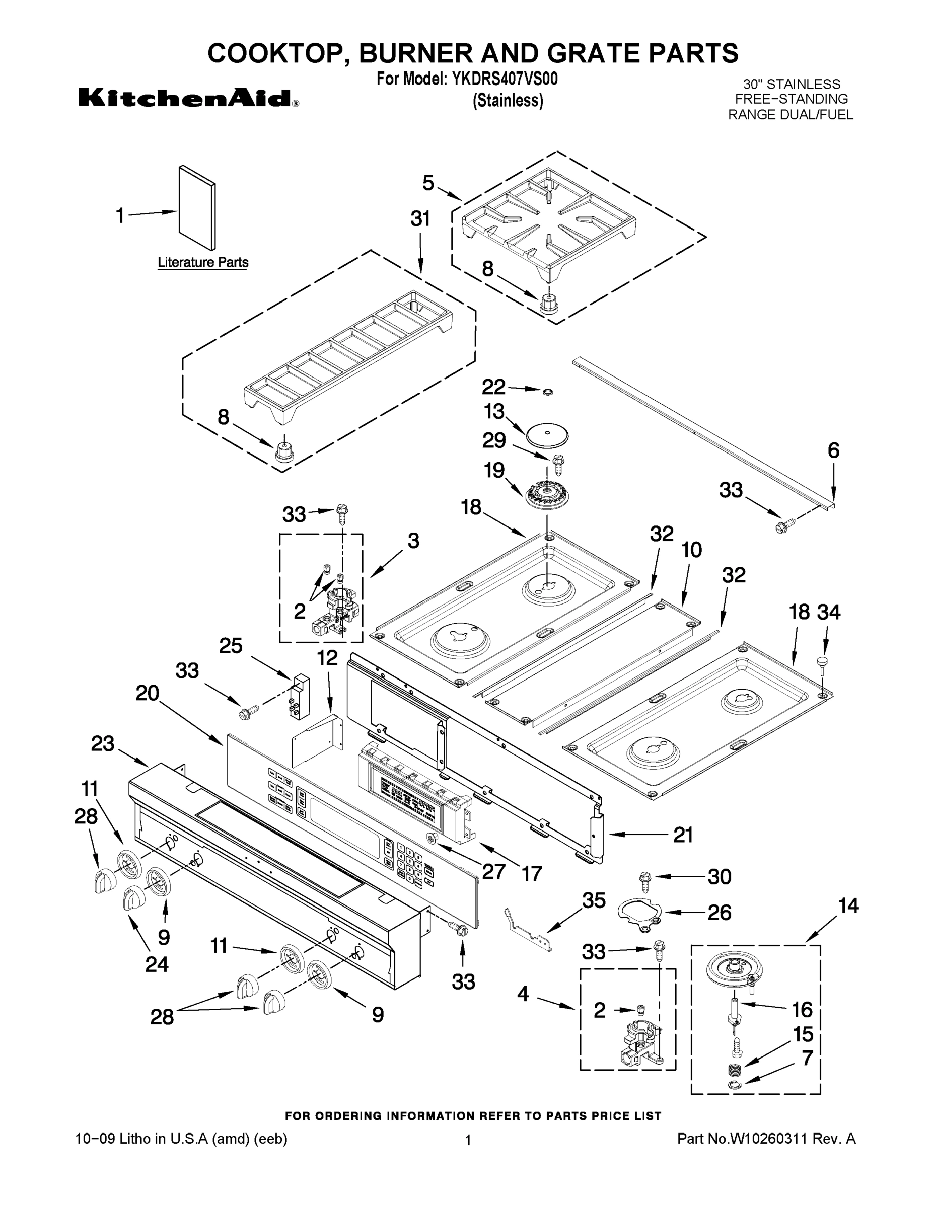 01 - COOKTOP, BURNER AND GRATE PARTS