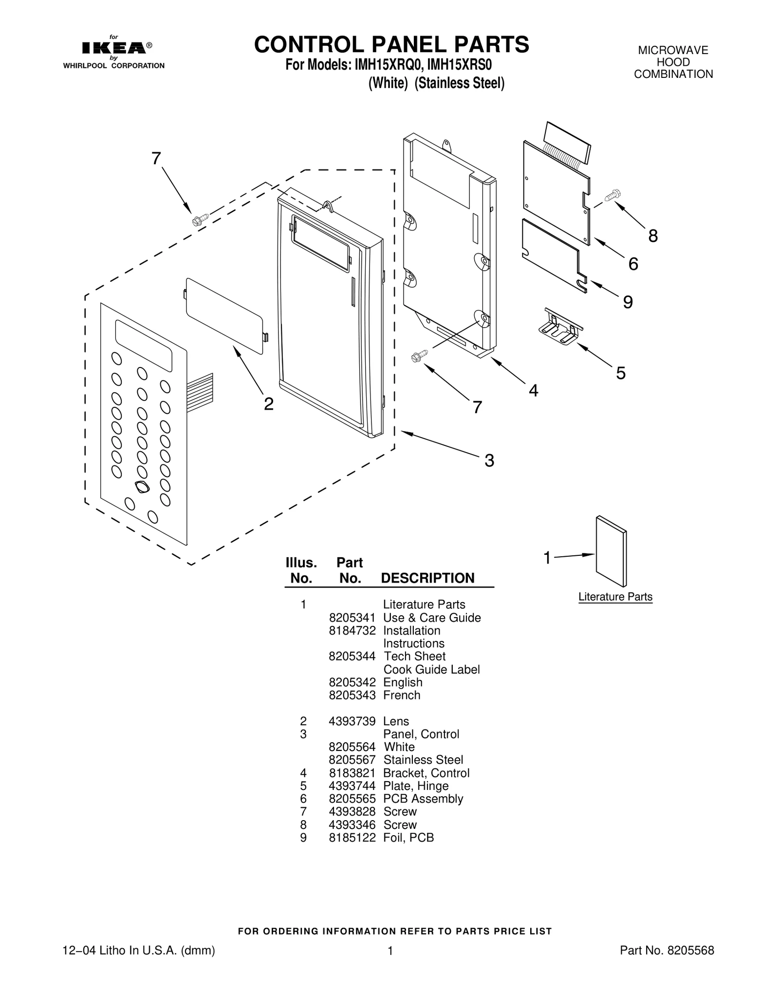 CONTROL PANEL PARTS