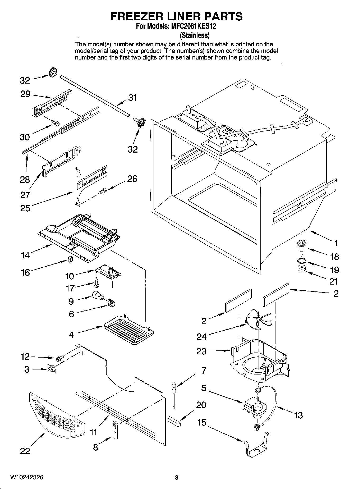 02 - FREEZER LINER PARTS