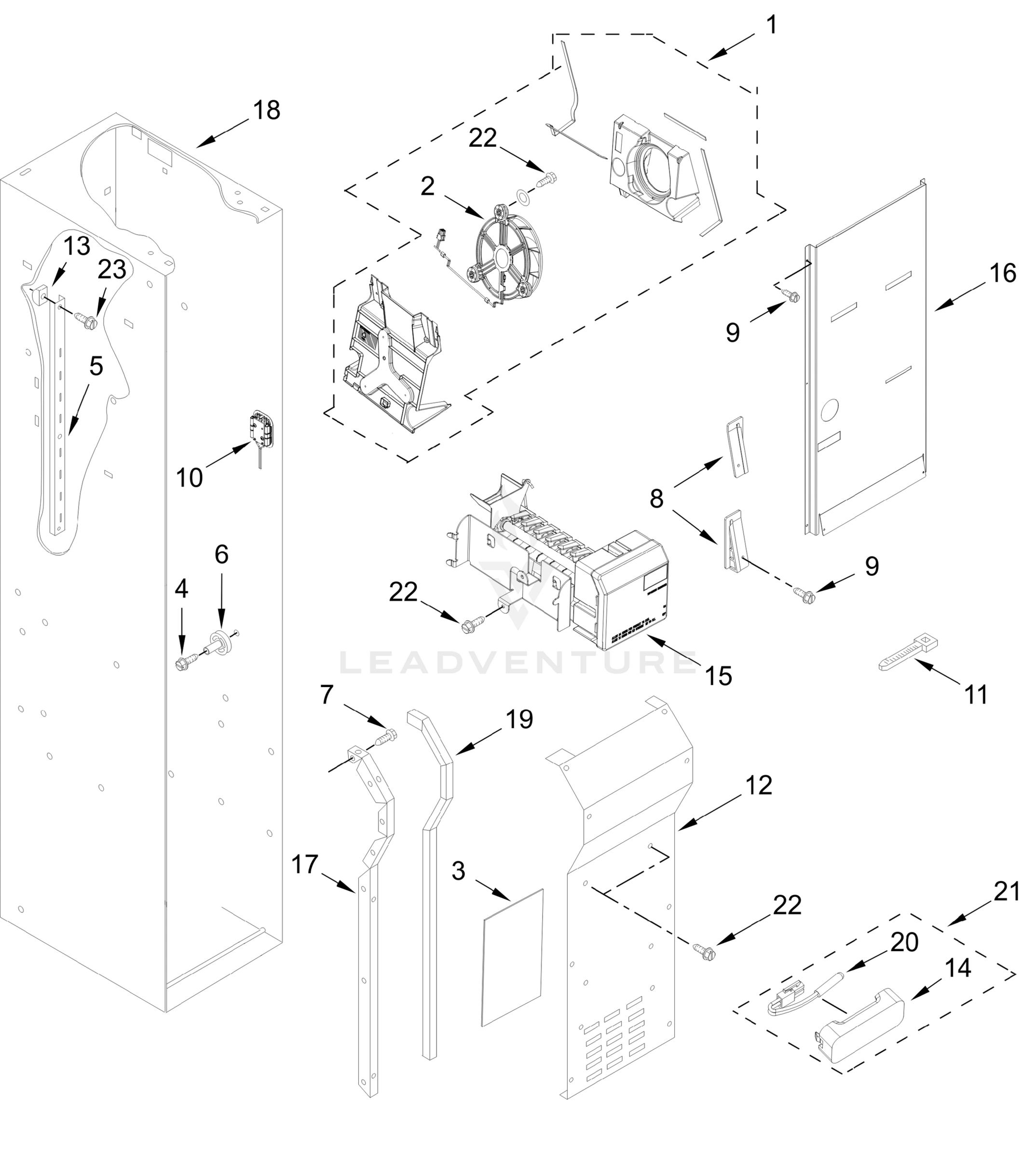 FREEZER LINER AND ICEMAKER PARTS