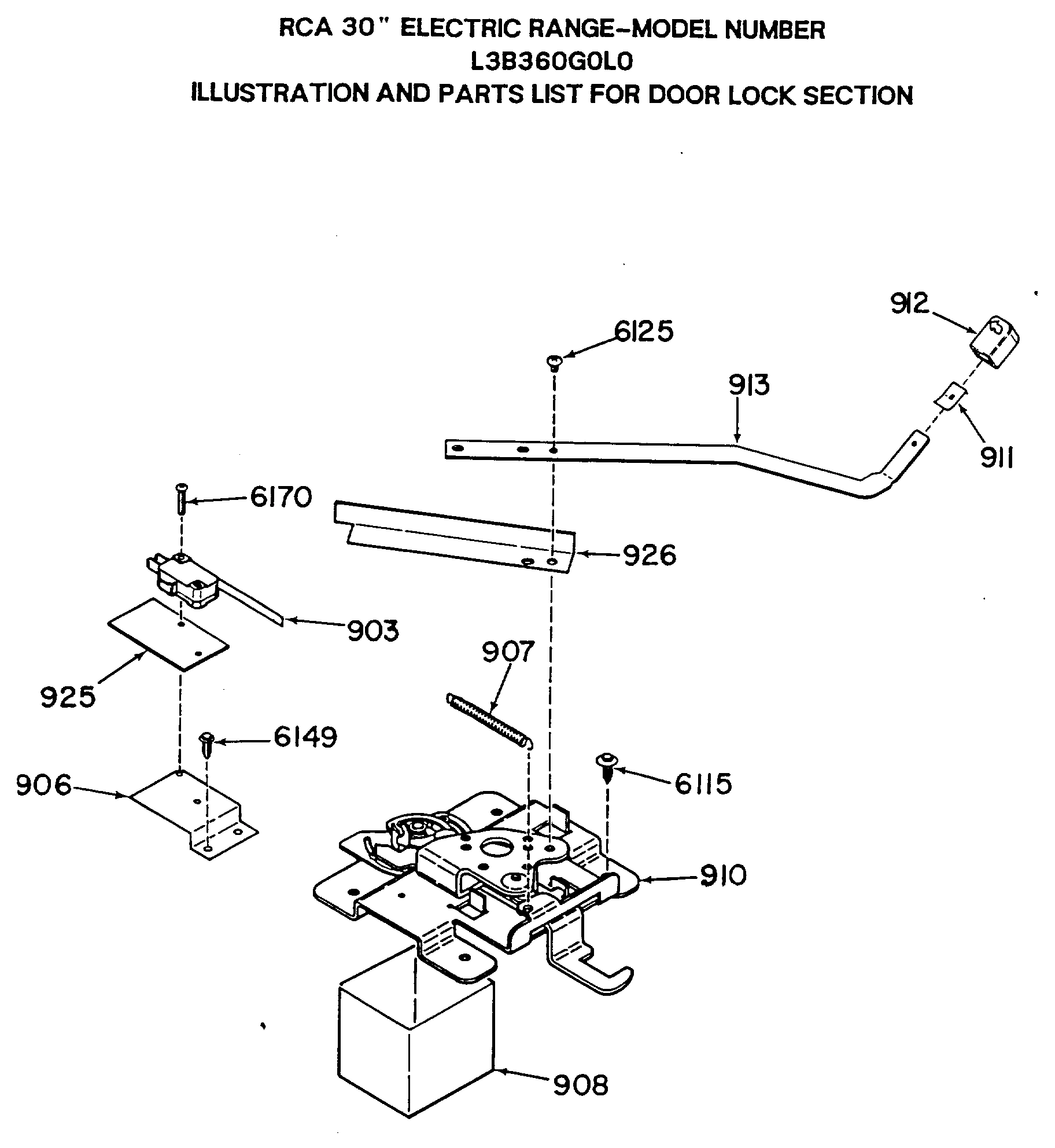 ILLUSTRATION AND PARTS LIST FOR DOOR LOCK SECTION