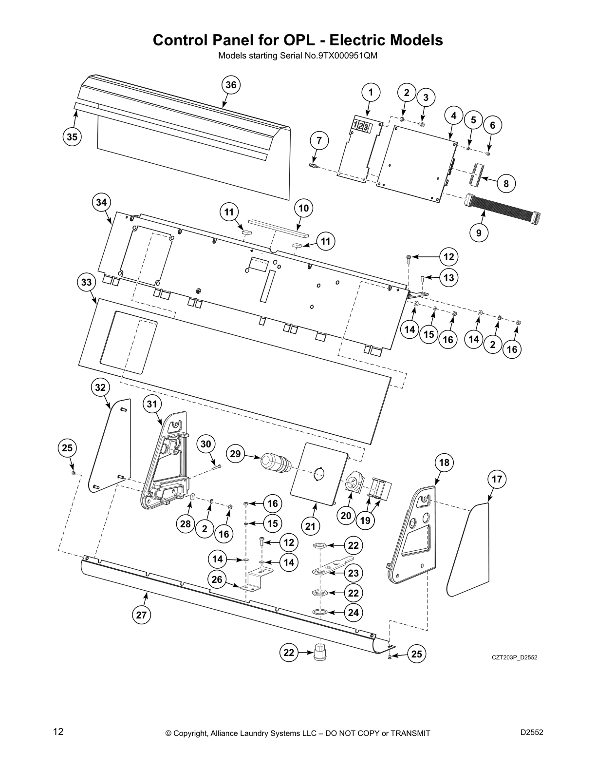 Control Panel for OPL - Electric Models