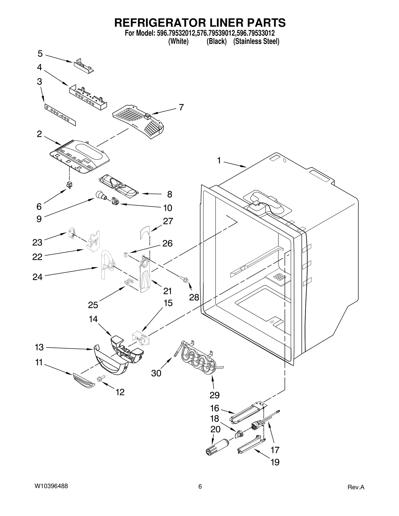 REFRIGERATOR LINER PARTS