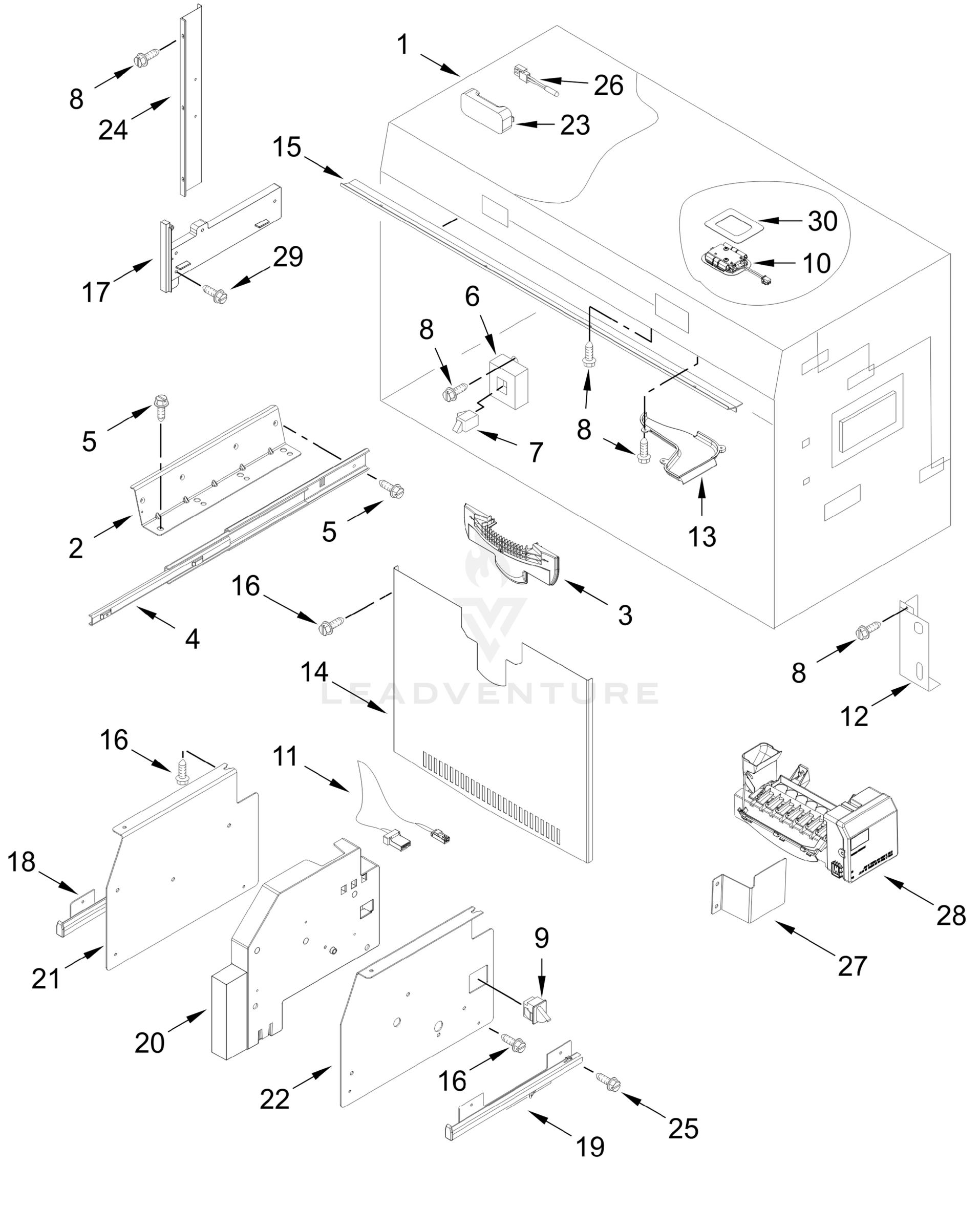 FREEZER LINER AND ICEMAKER PARTS