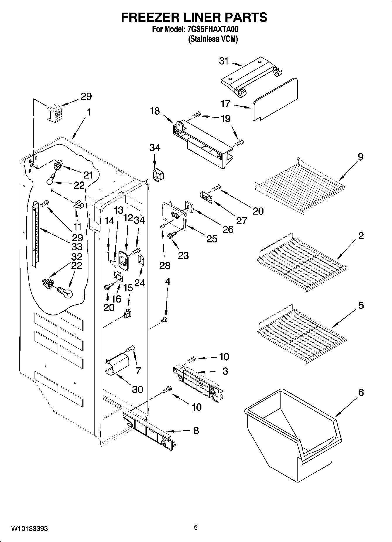 04 - FREEZER LINER PARTS