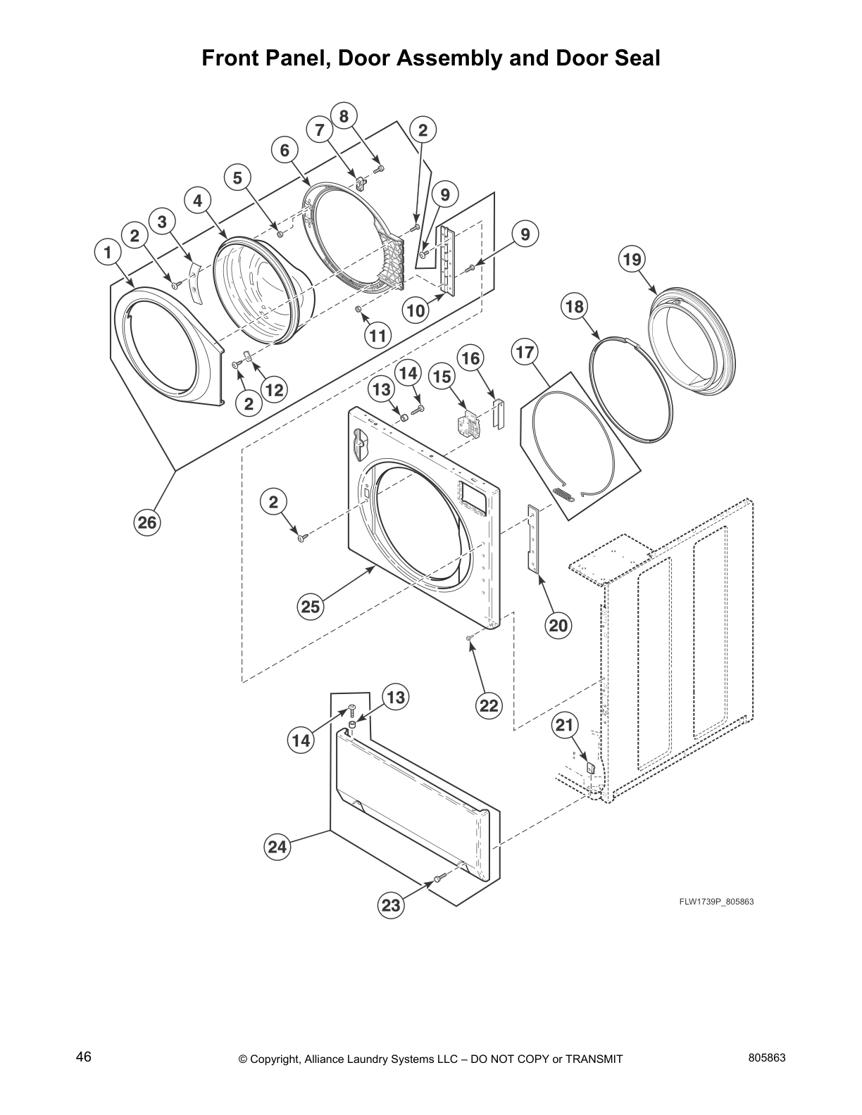 Front Panel, Door Assembly and Door Seal