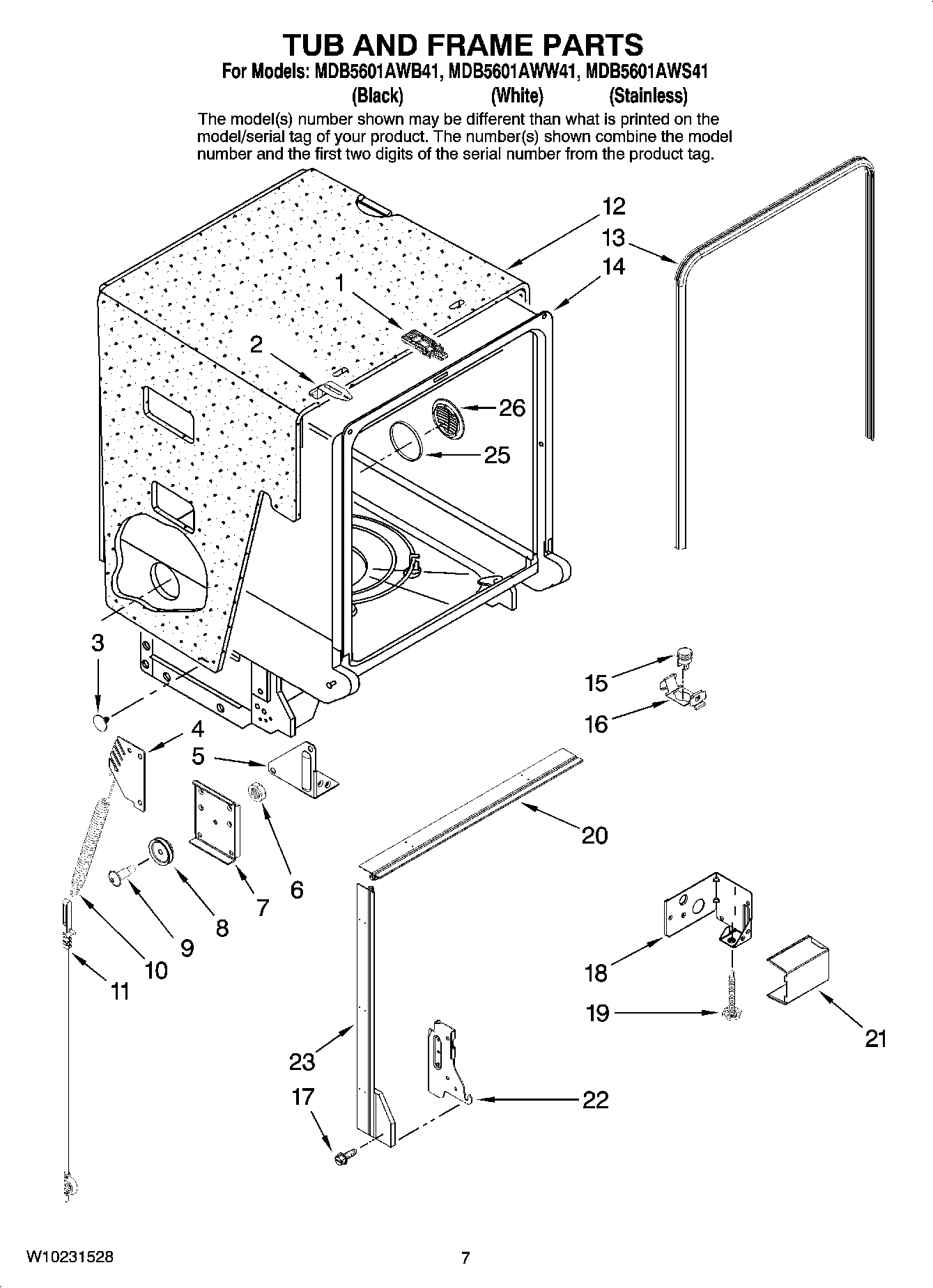 07 - TUB AND FRAME PARTS