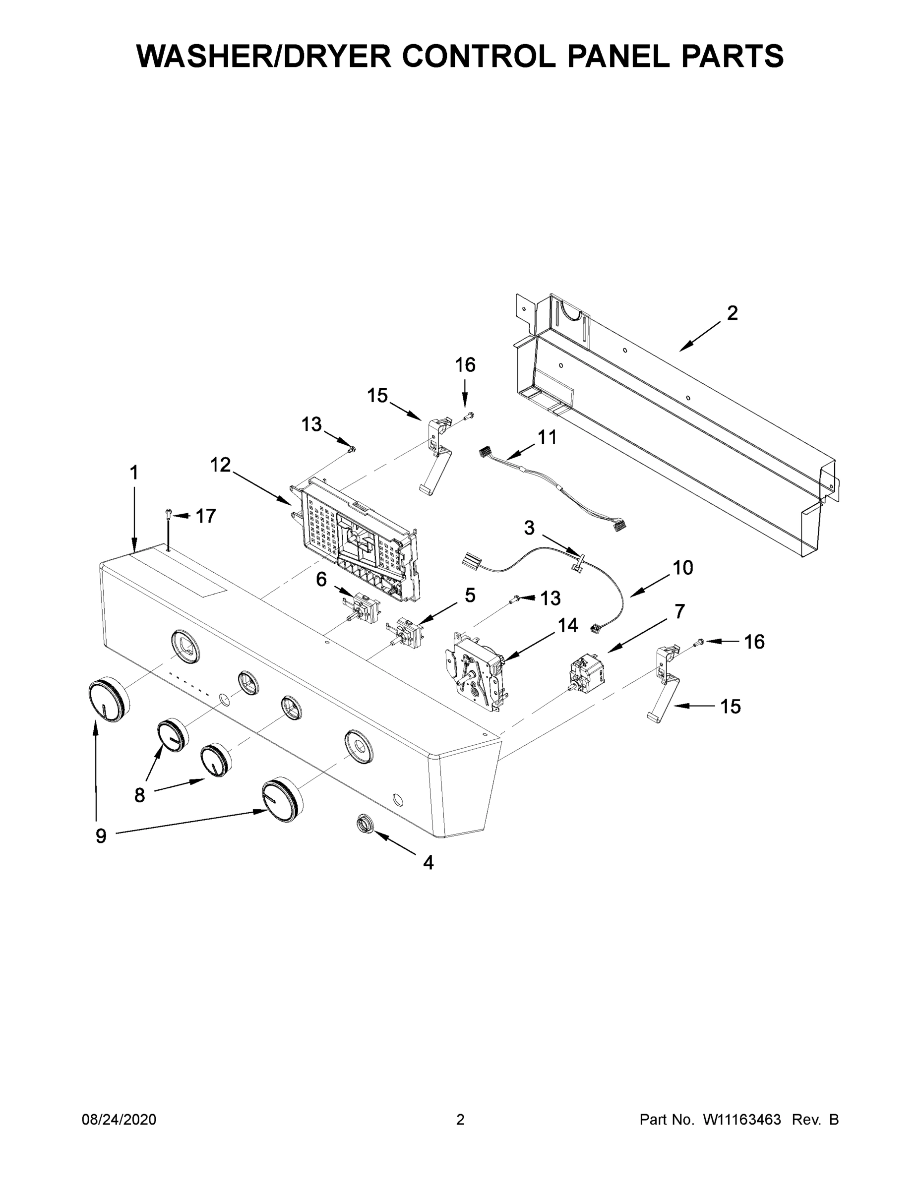 02 - WASHER/DRYER CONTROL PANEL PARTS