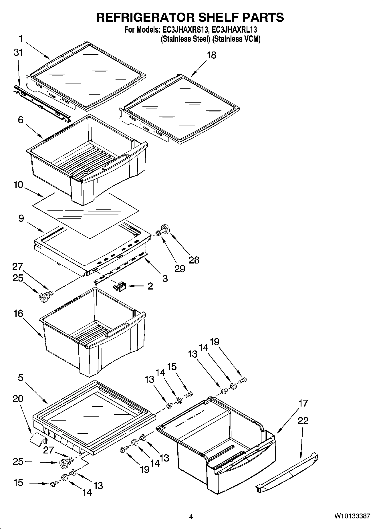 03 - REFRIGERATOR SHELF PARTS