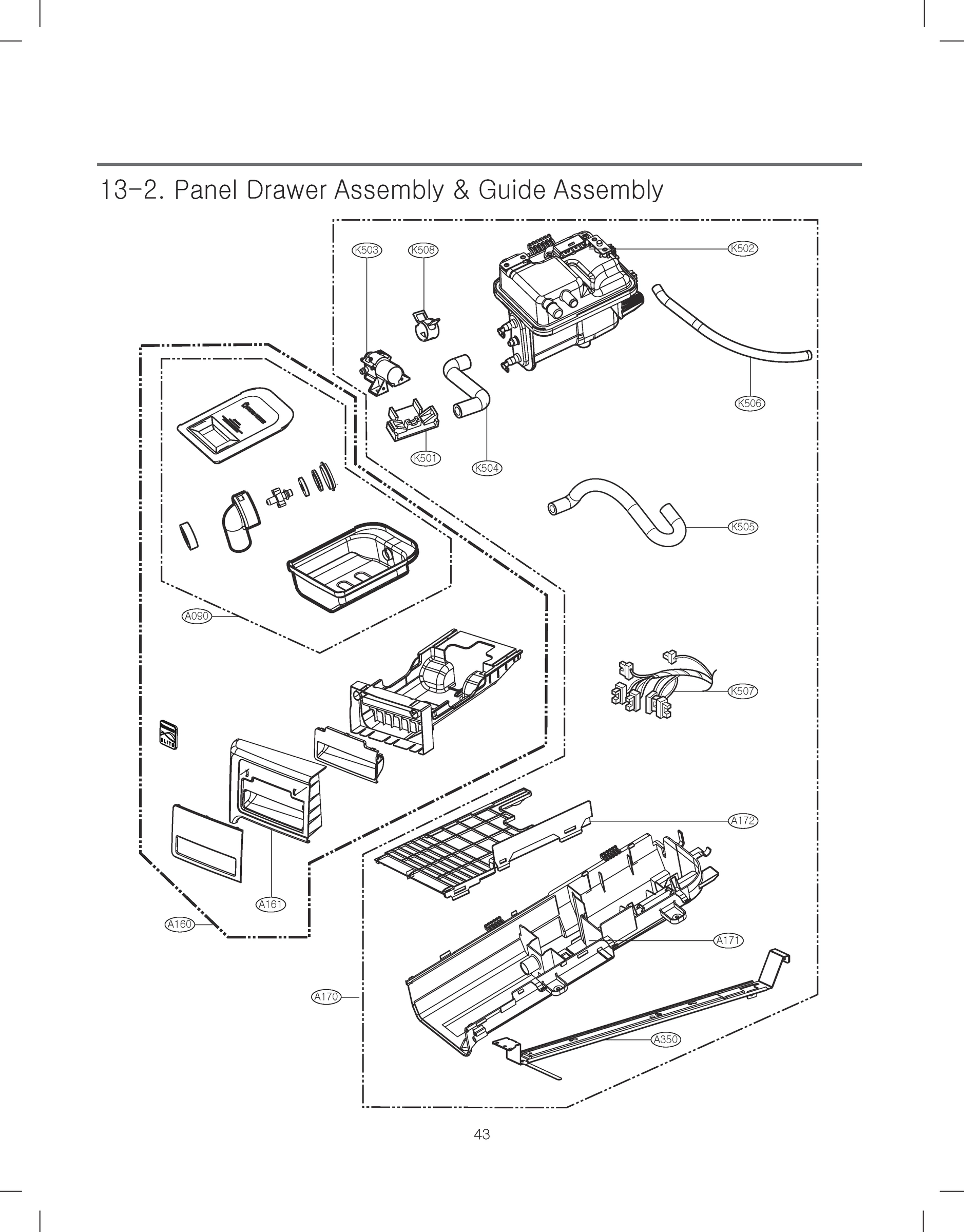 PANEL DRAWER ASSEMBLY & GUIDE ASSEMBLY