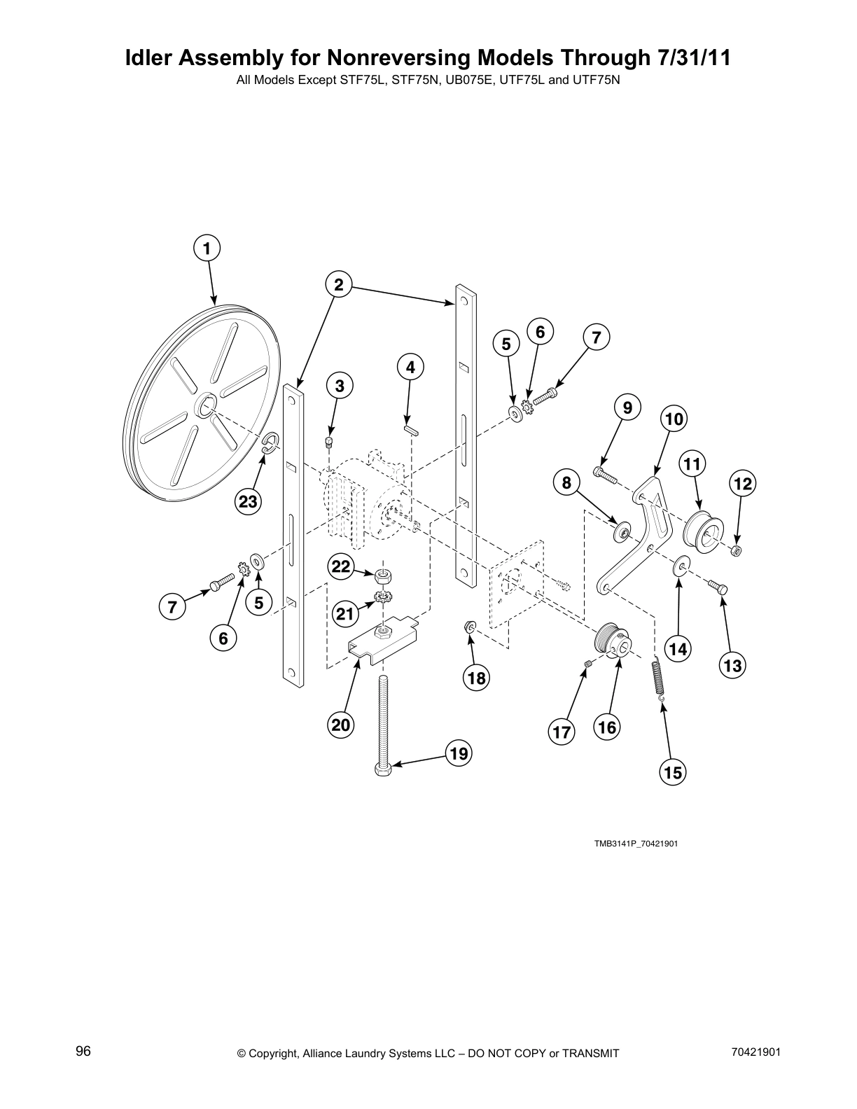 Idler Assembly for Nonreversing Models Through 7/31/11
