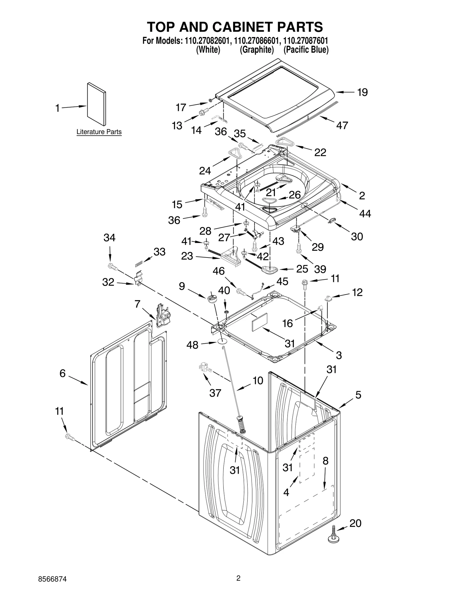 TOP AND CABINET PARTS