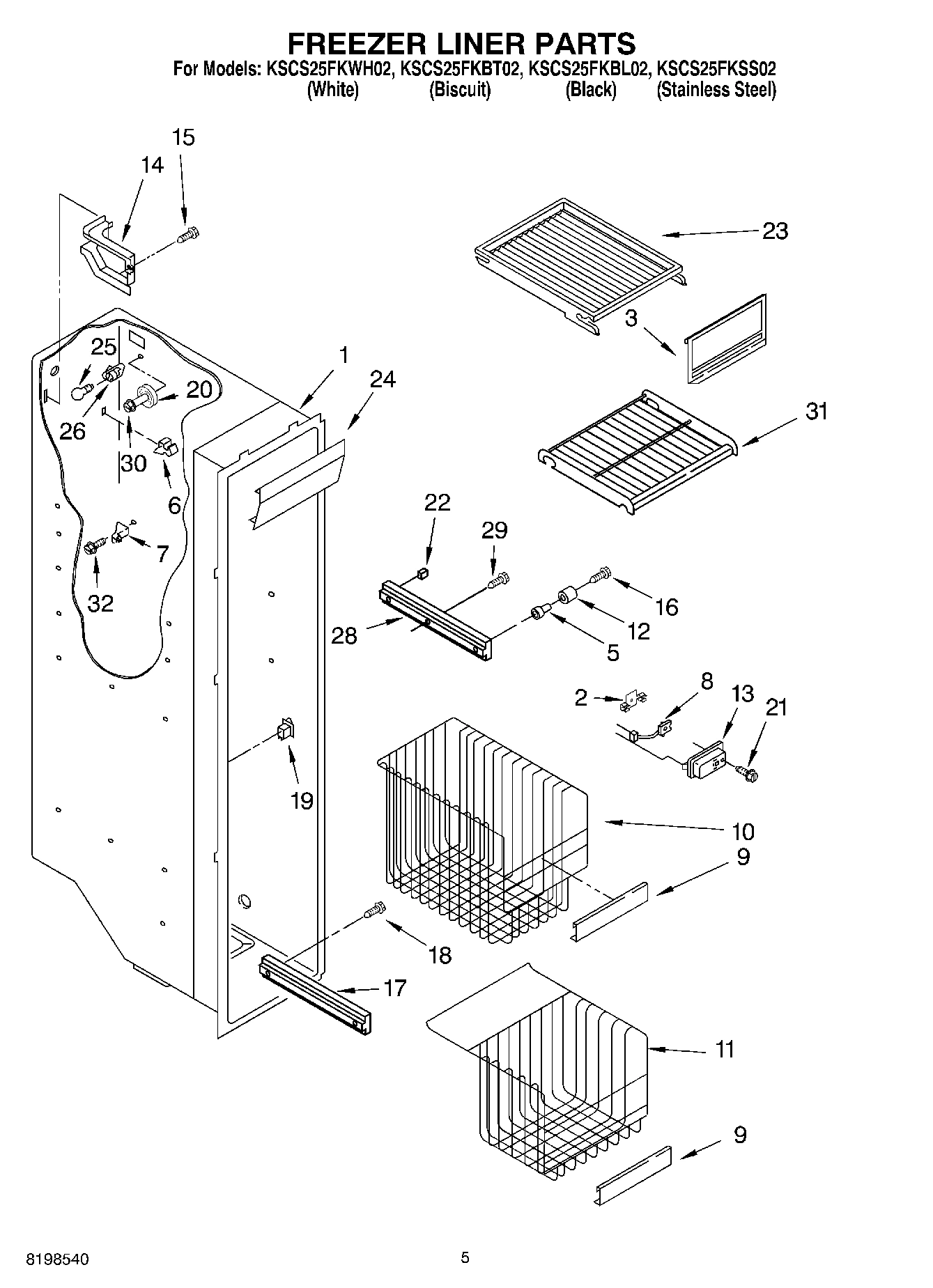 04 - FREEZER LINER PARTS