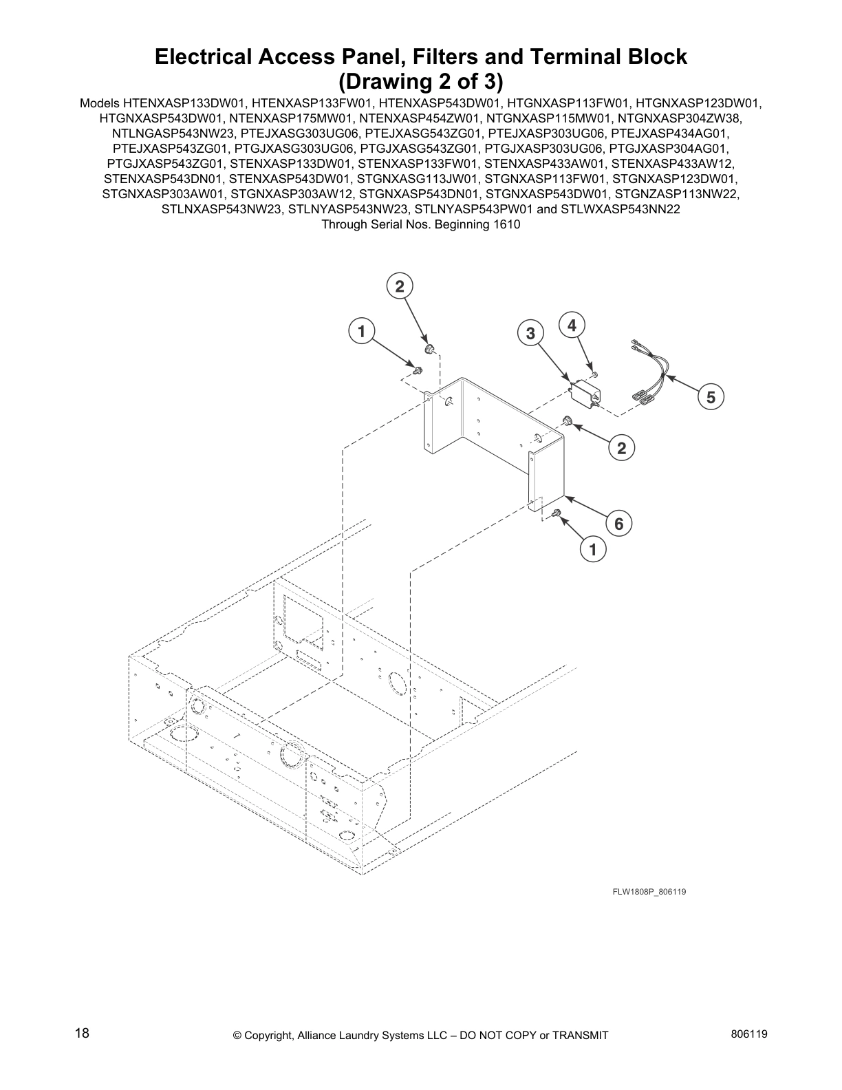 Electrical Access Panel, Filters and Terminal Block
(Drawing 2 of 3)