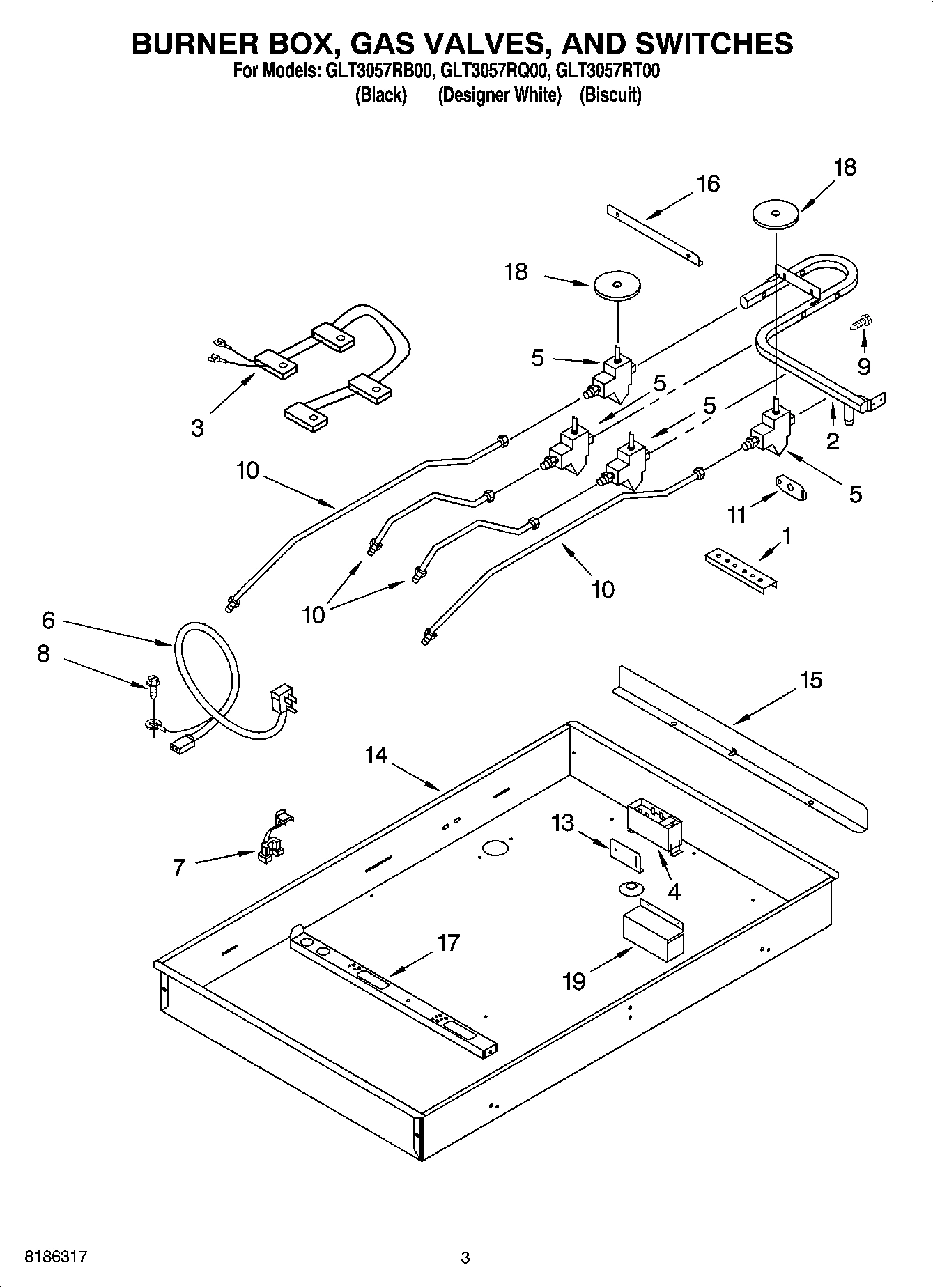 02 - BURNER BOX, GAS VALVES, AND SWITCHES