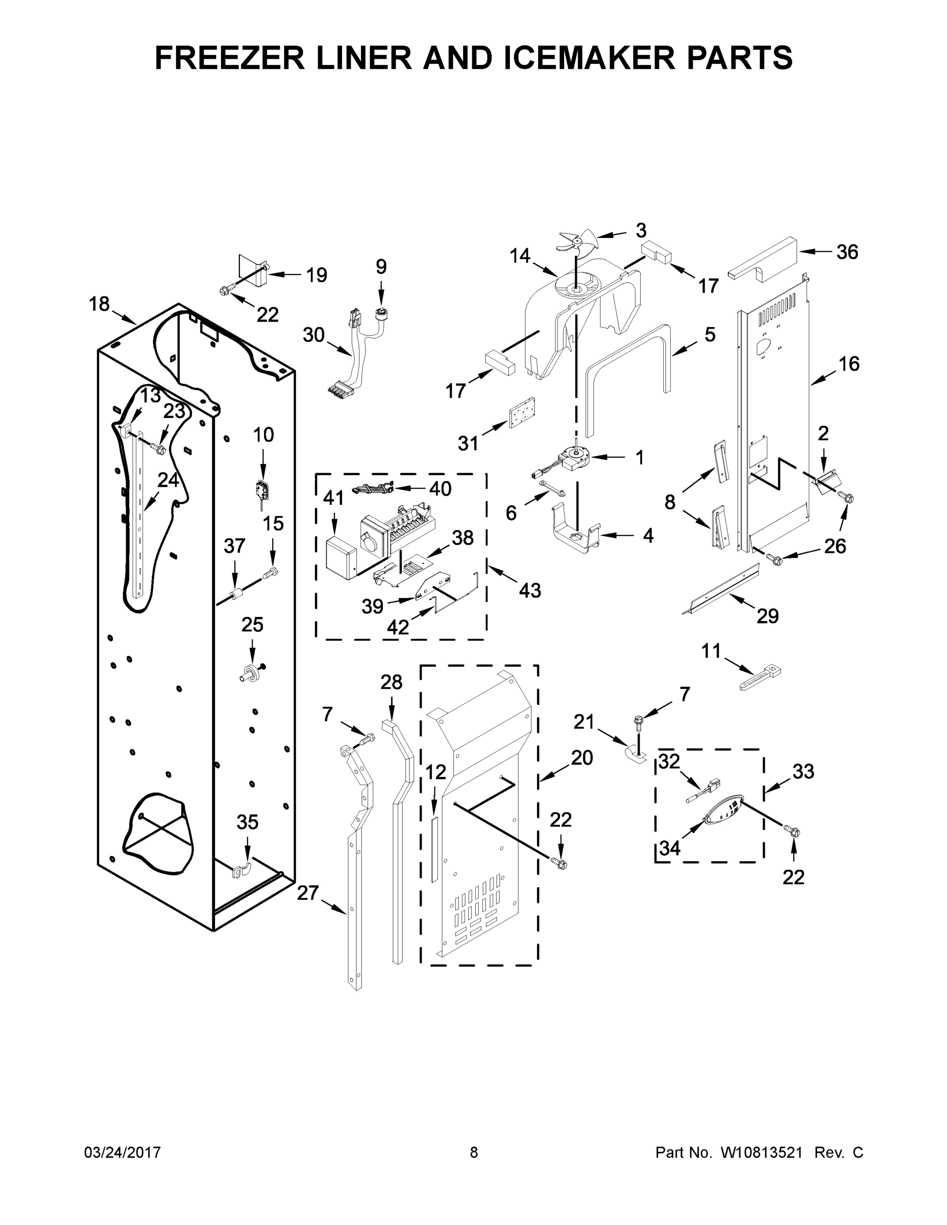 05 - FREEZER LINER AND ICEMAKER PARTS