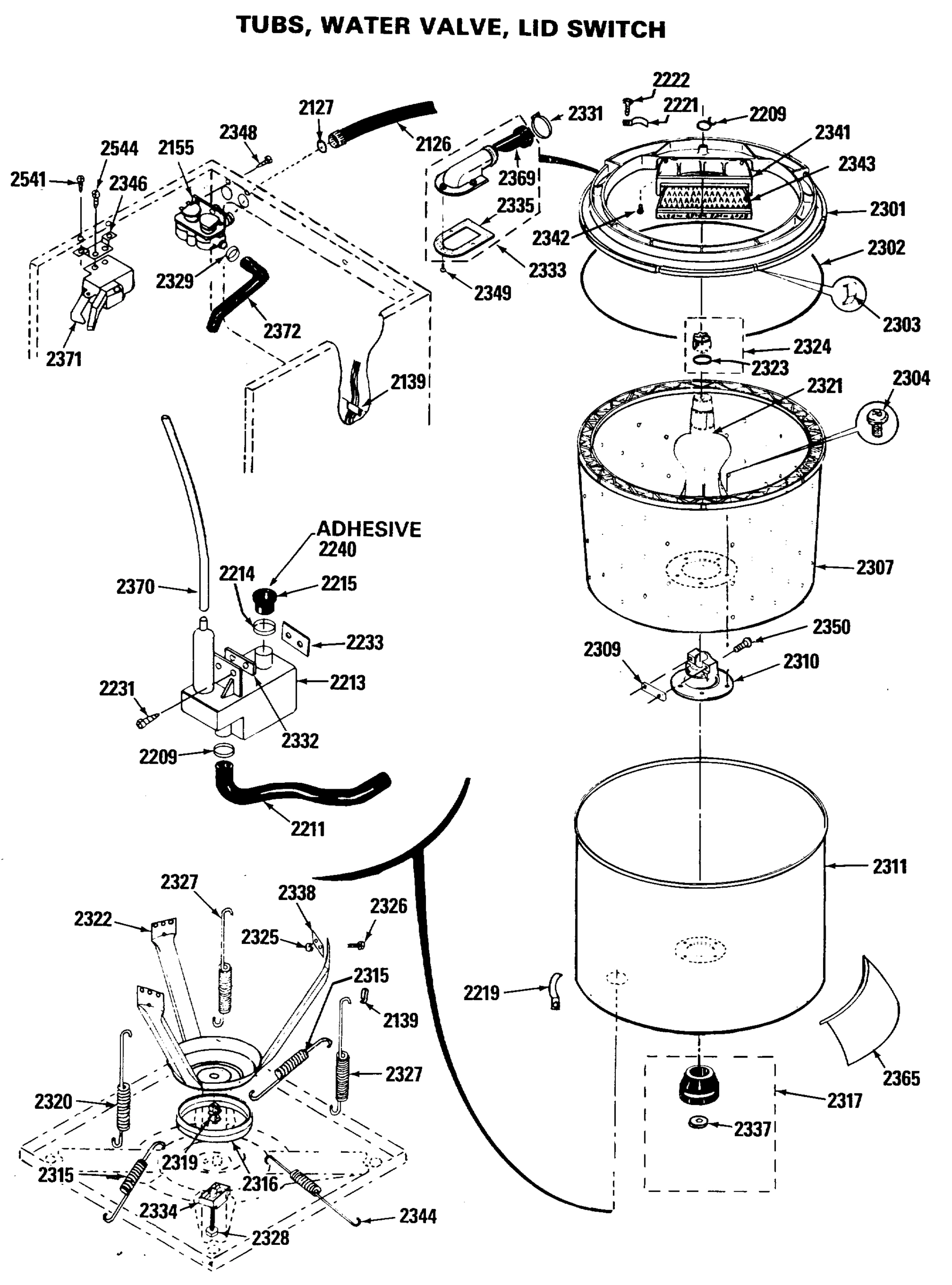 TUBS, WATER VALVE, LID SWITCH