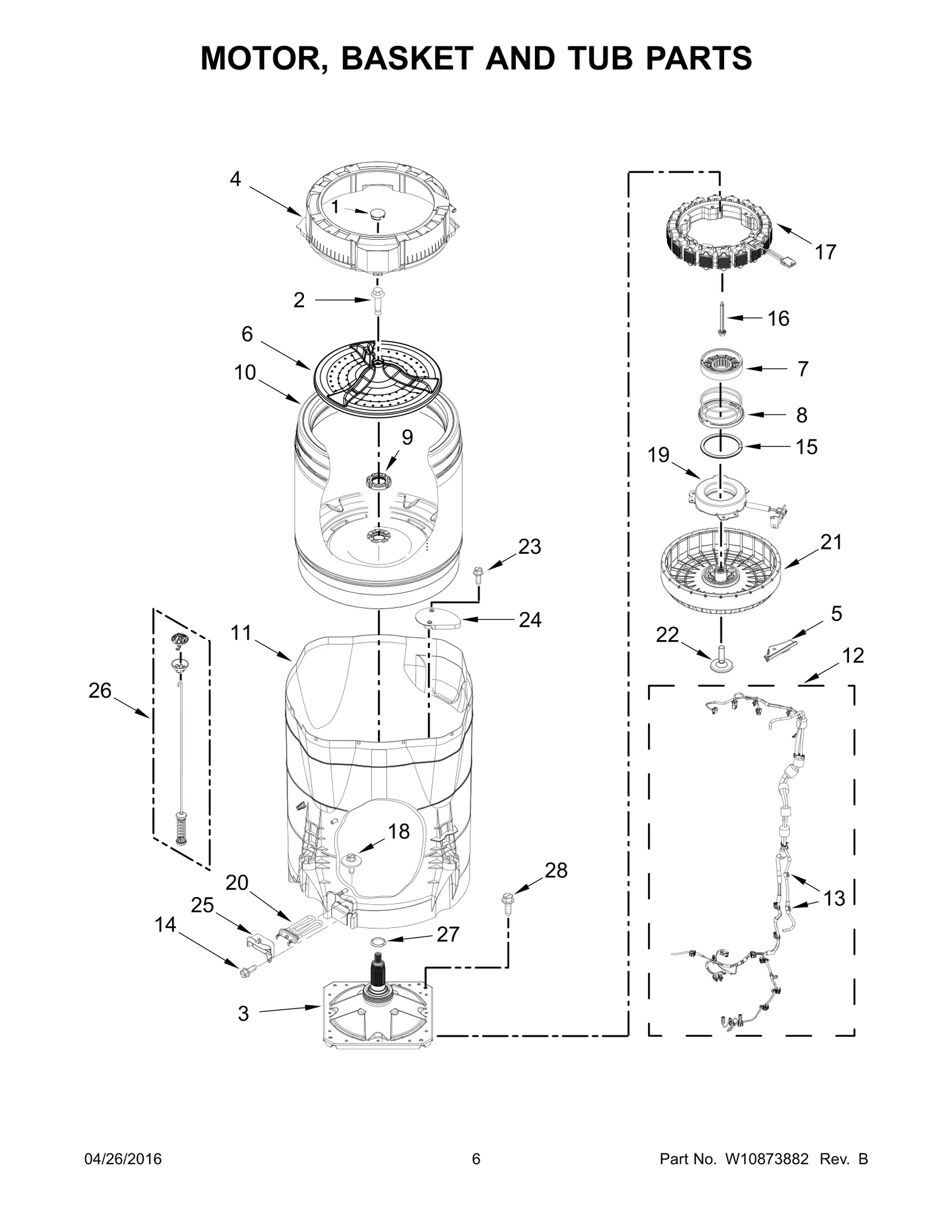 MOTOR, BASKET AND TUB PARTS