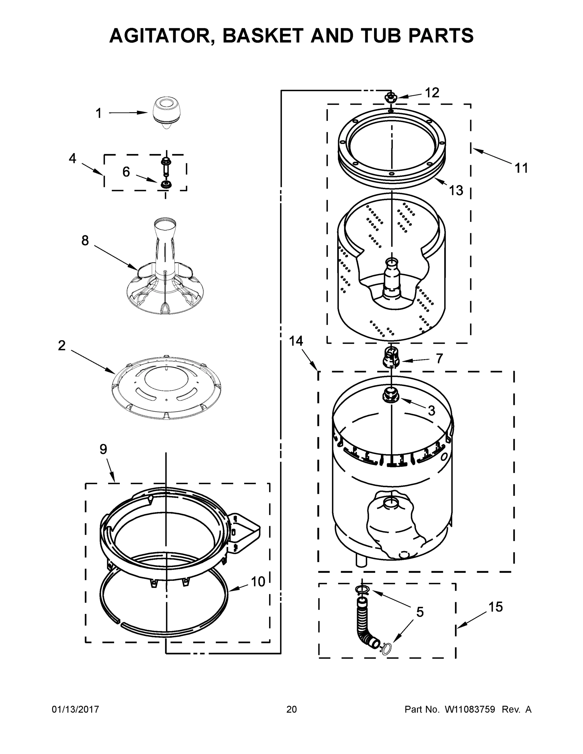 11 - AGITATOR, BASKET AND TUB PARTS