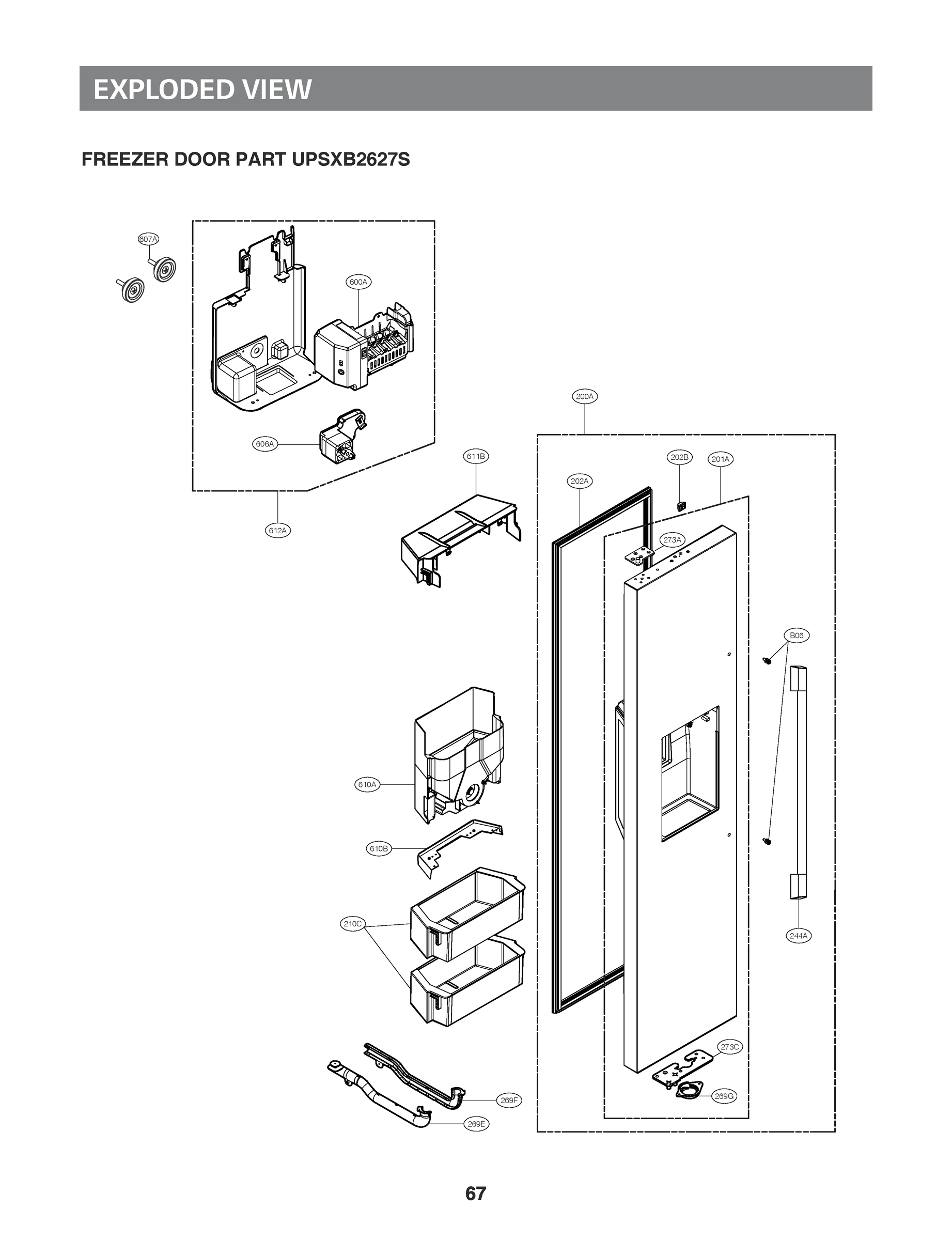 FREEZER DOOR PART UPSXB2627S