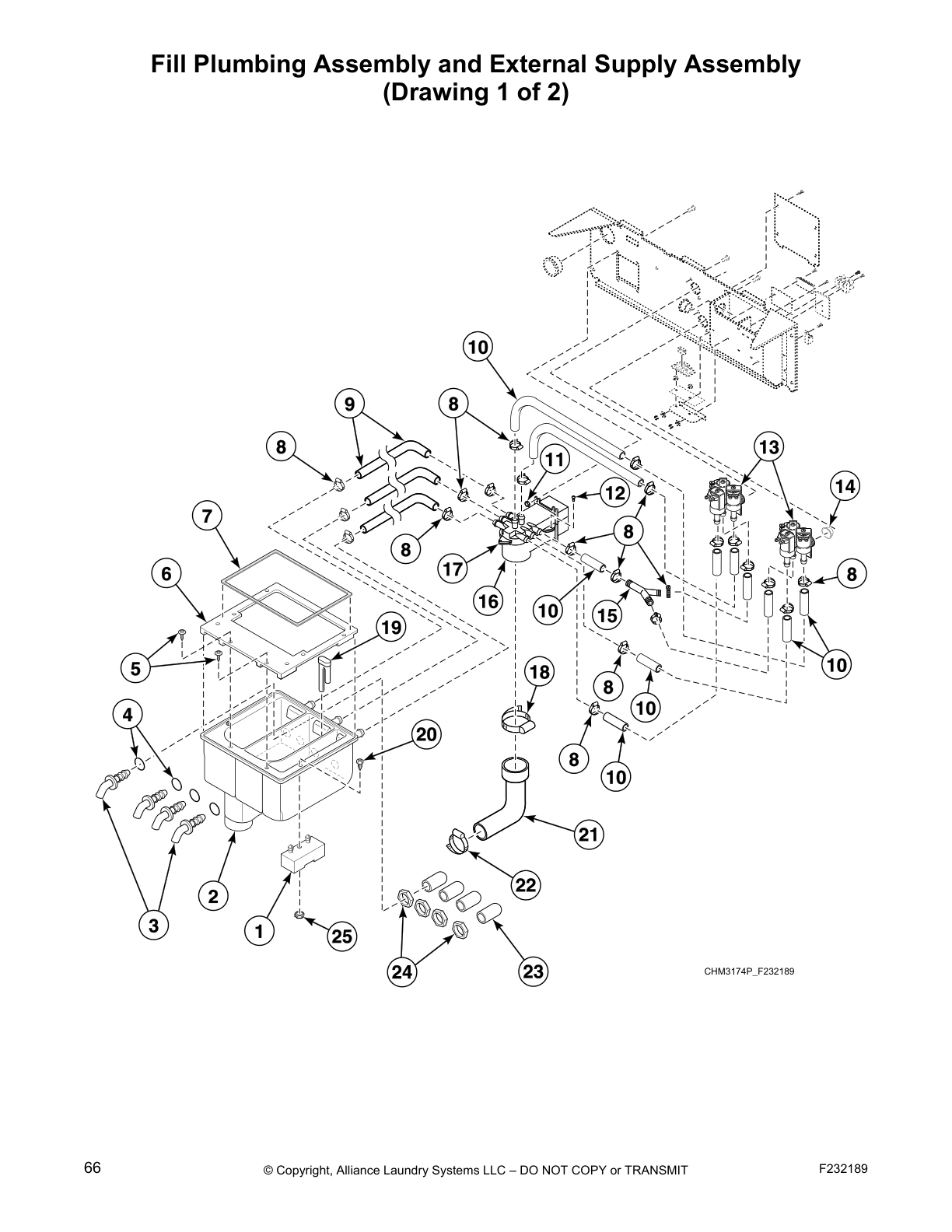 Fill Plumbing Assembly and External Supply Assembly
(Drawing 1 of 2)