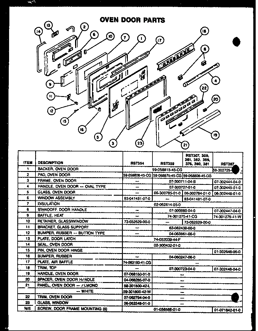 05 - OVEN DOOR PARTS
