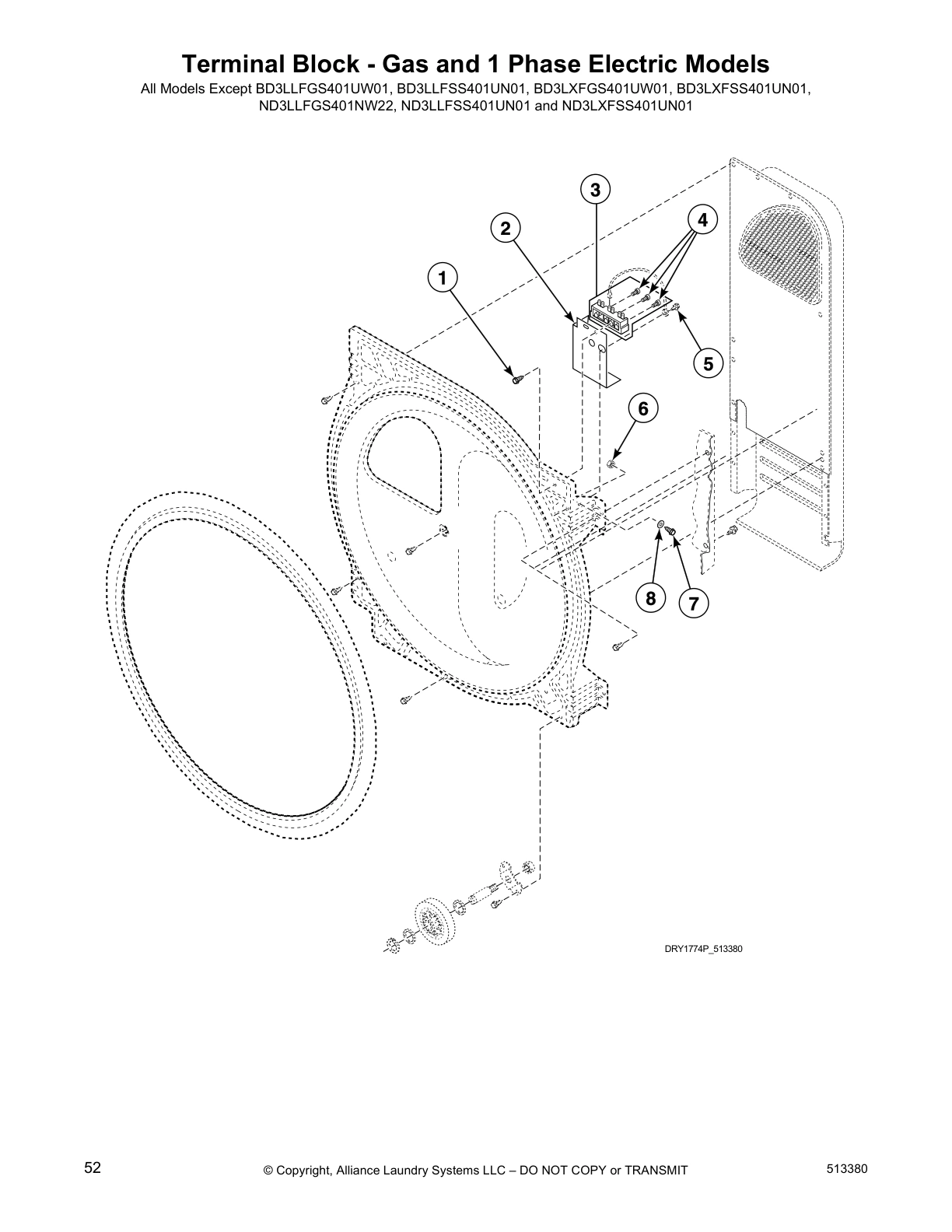 Terminal Block - Gas and 1 Phase Electric Models