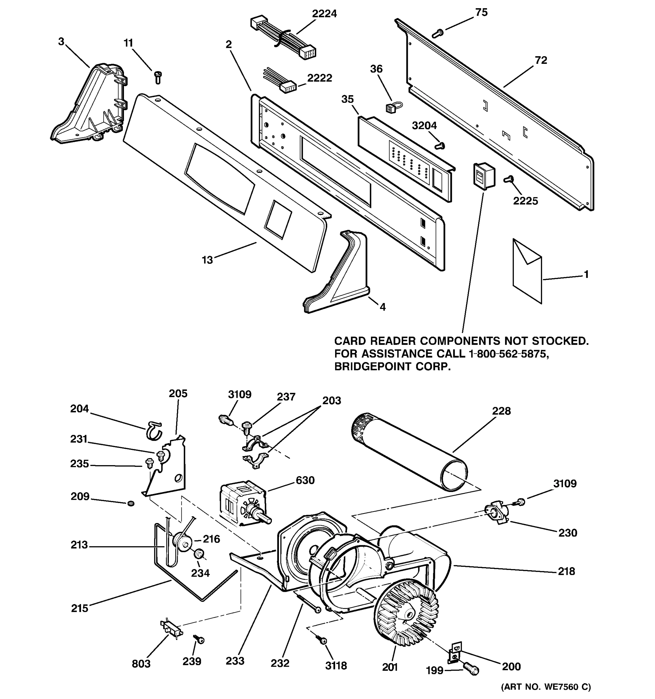 BACKSPLASH, BLOWER & MOTOR ASSEMBLY