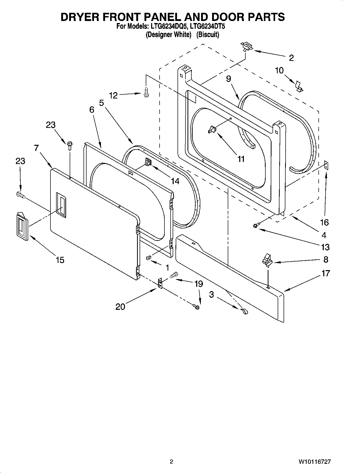 02 - DRYER FRONT PANEL AND DOOR PARTS