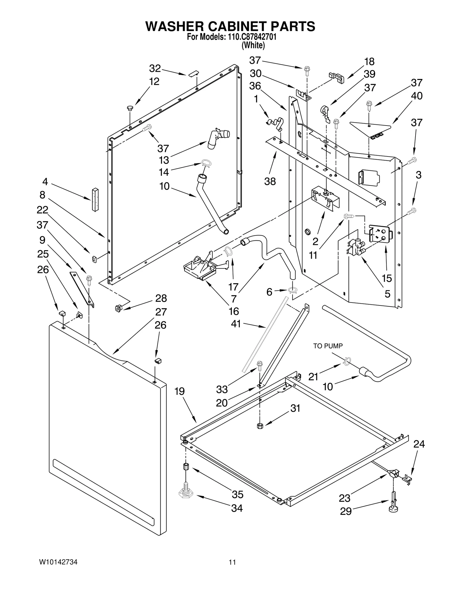 WASHER CABINET PARTS