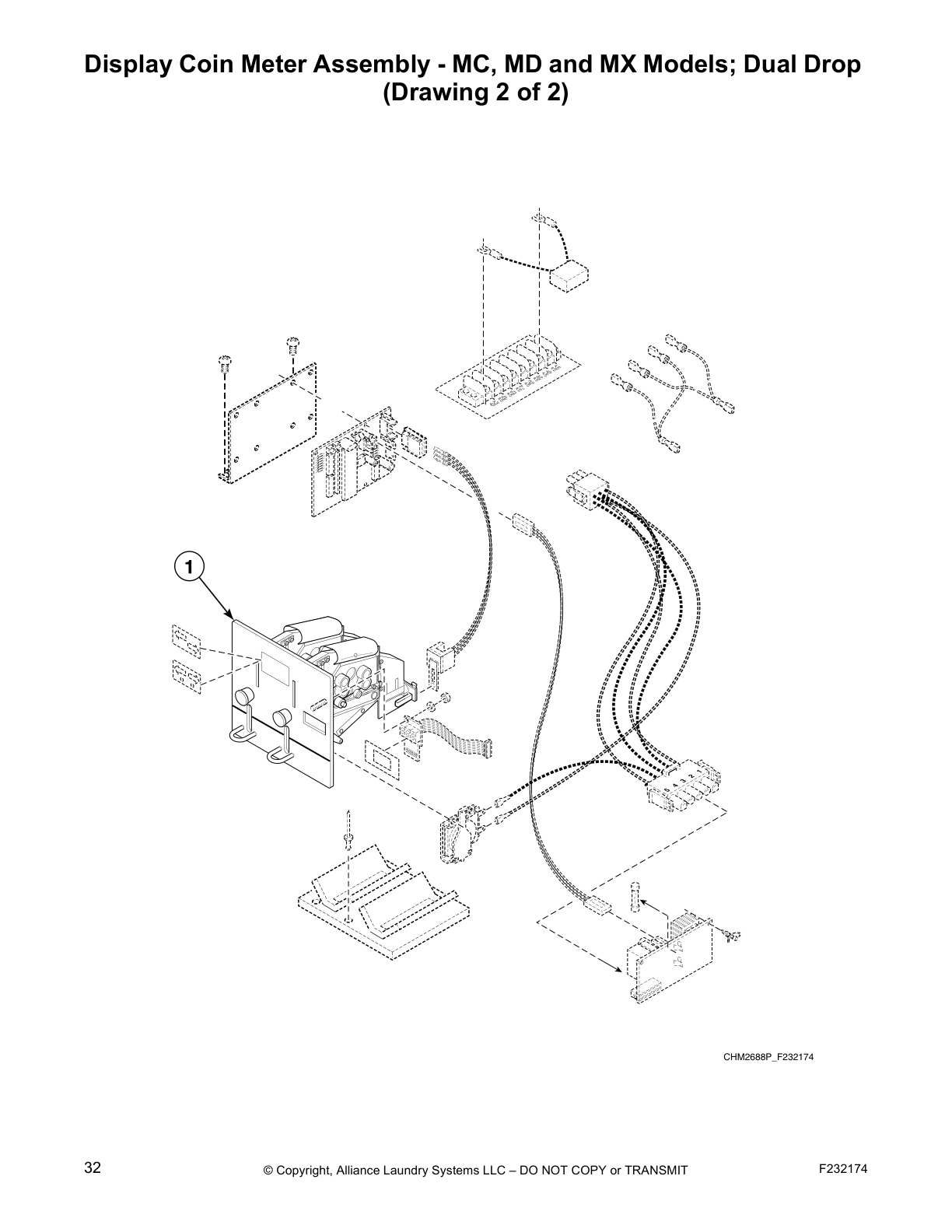 Display Coin Meter Assembly - MC, MD and MX Models; Dual Drop
(Drawing 2 of 2)