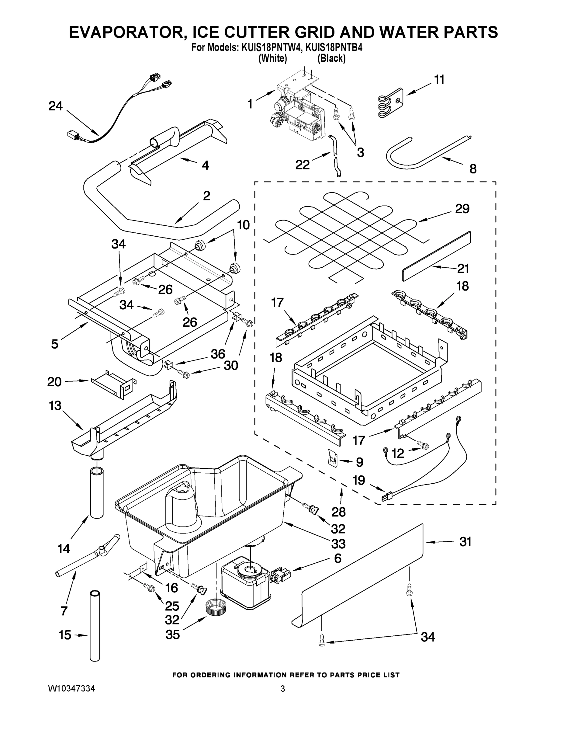 02 - EVAPORATOR, ICE CUTTER GRID AND WATER PARTS