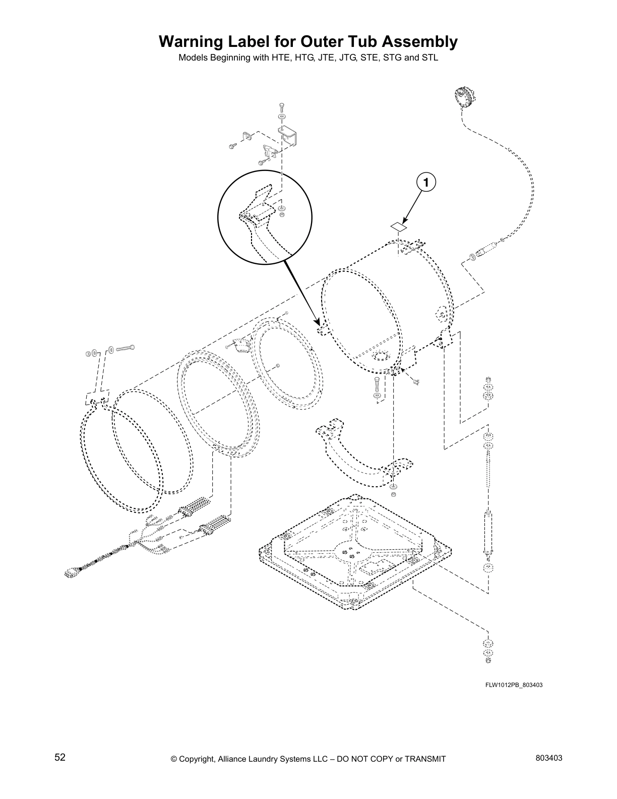 Warning Label for Outer Tub Assembly