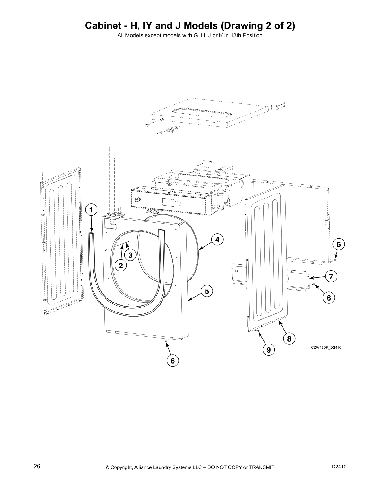 Cabinet - H, IY and J Models (Drawing 2 of 2)