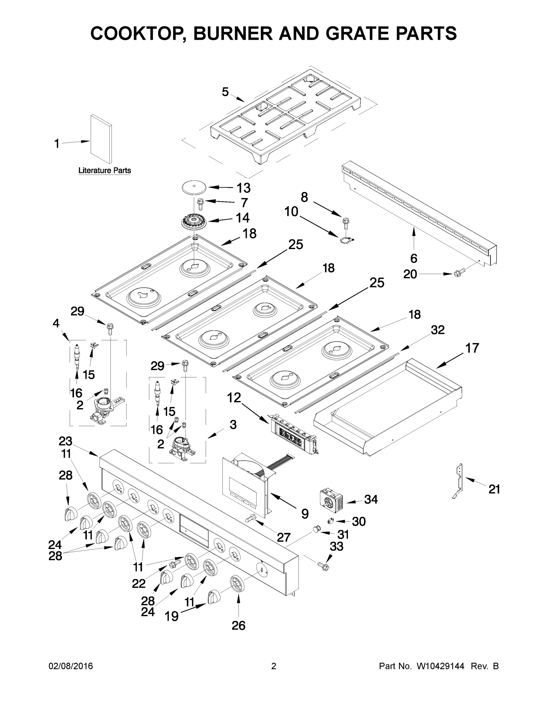02 - COOKTOP, BURNER AND GRATE PARTS