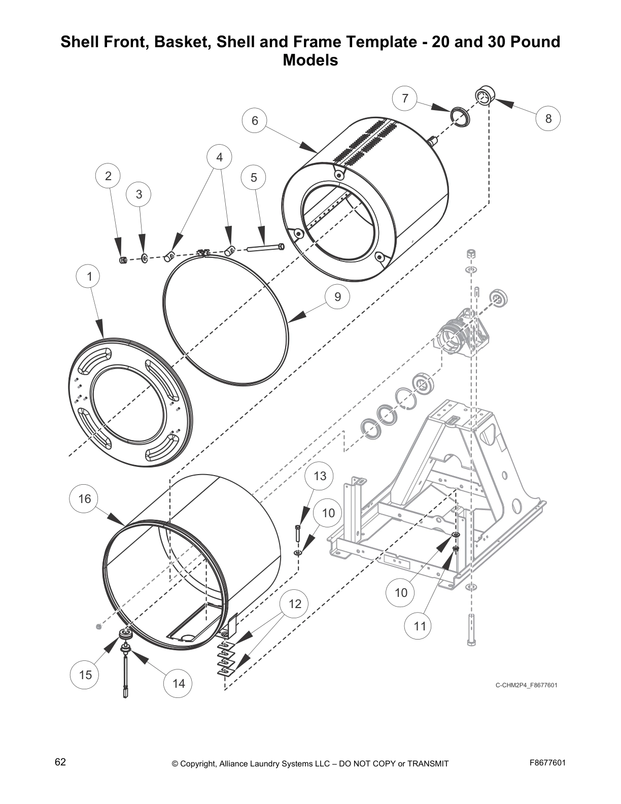 Shell Front, Basket, Shell and Frame Template - 20 and 30 Pound 
Models